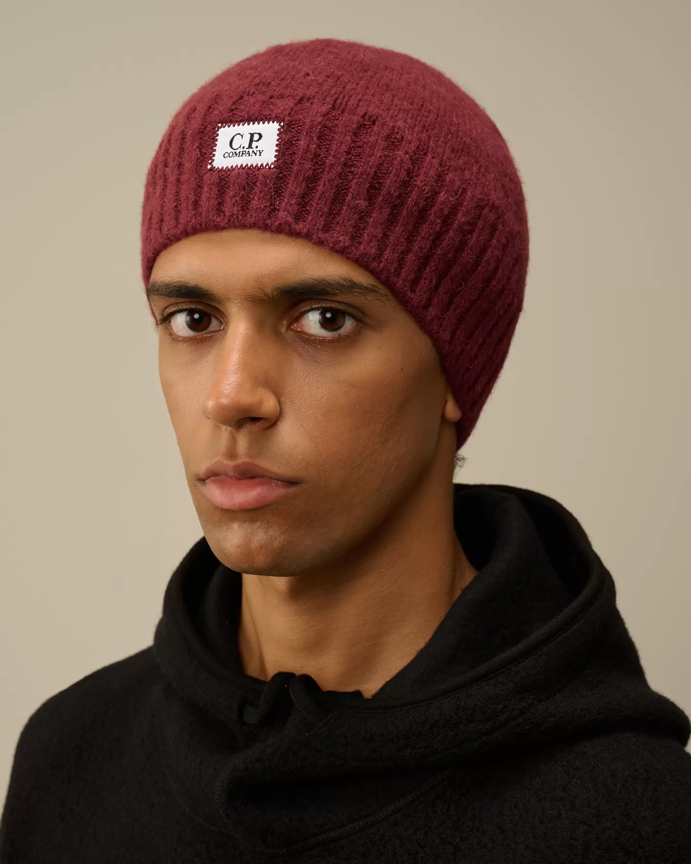 C.P. Company Hats^Alpaca Soft Logo Beanie Potent Purple