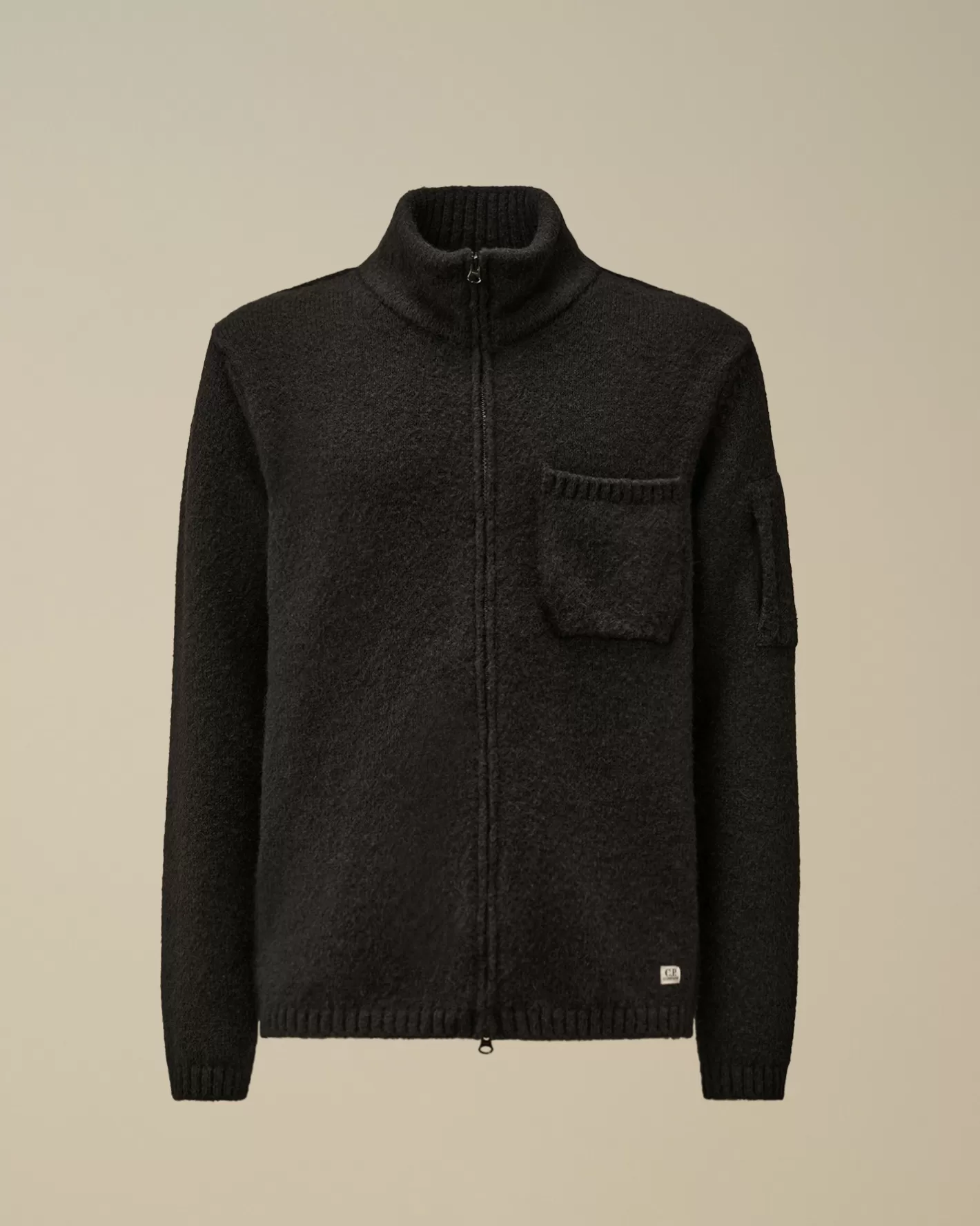 C.P. Company Jumpers^Alpaca Soft Zipped Knit Black