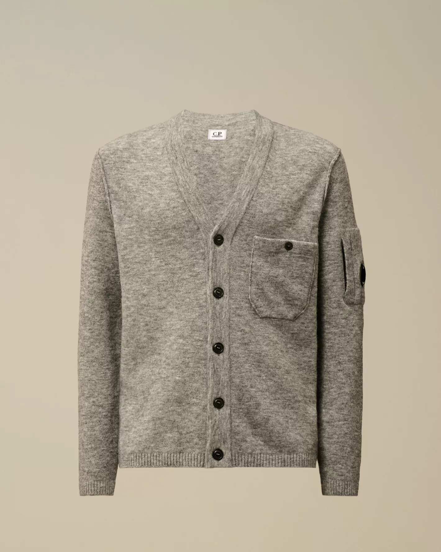 C.P. Company Jumpers^Alpaca Wool Buttoned Cardigan Graphite Melange – Grey