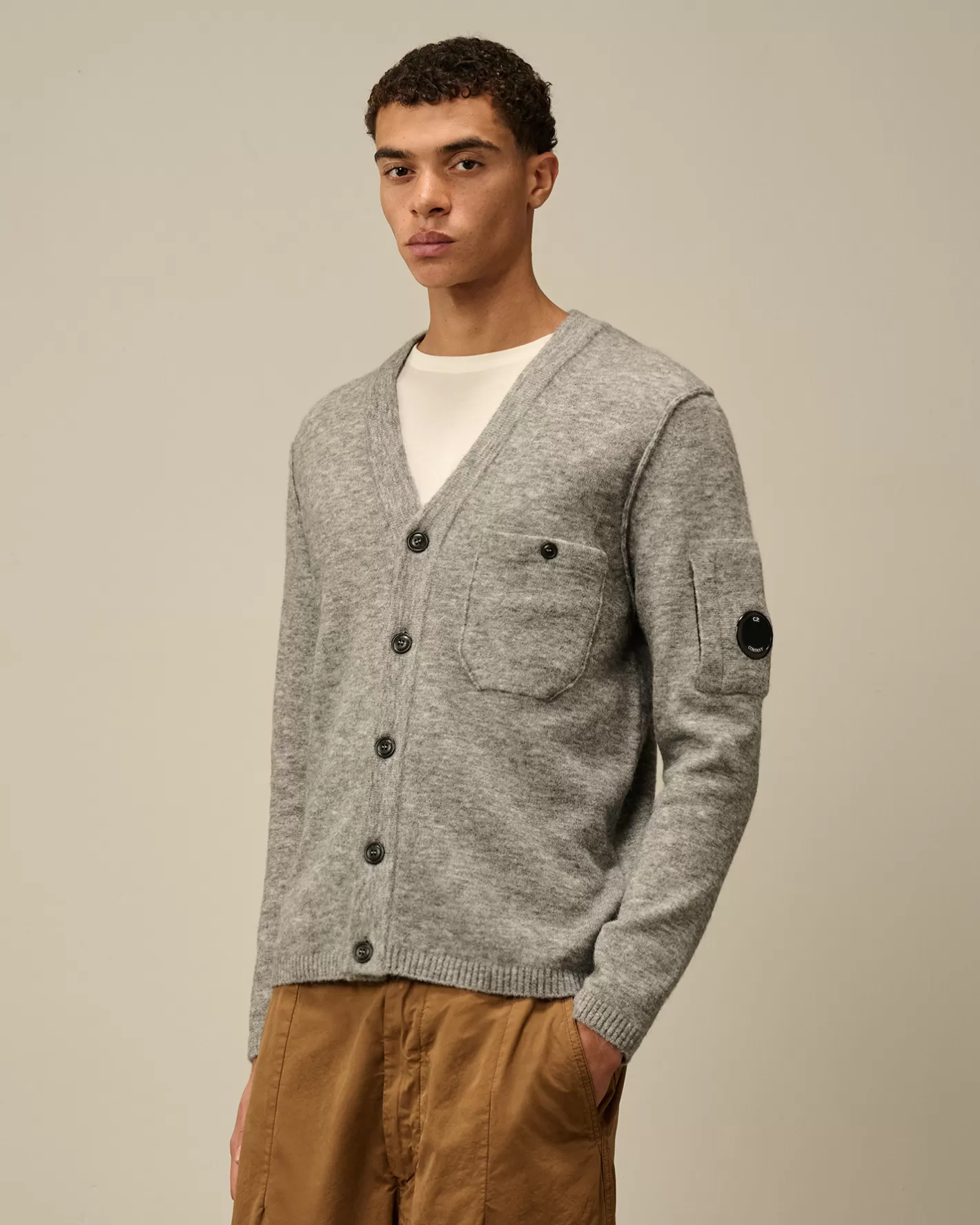 C.P. Company Jumpers^Alpaca Wool Buttoned Cardigan Graphite Melange – Grey