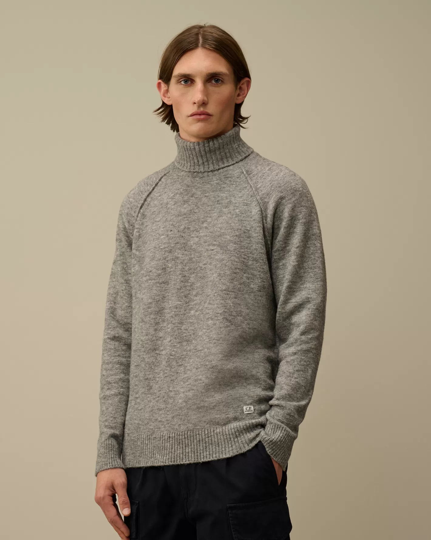 C.P. Company Jumpers^Alpaca Wool Turtleneck Knit Graphite Melange – Grey