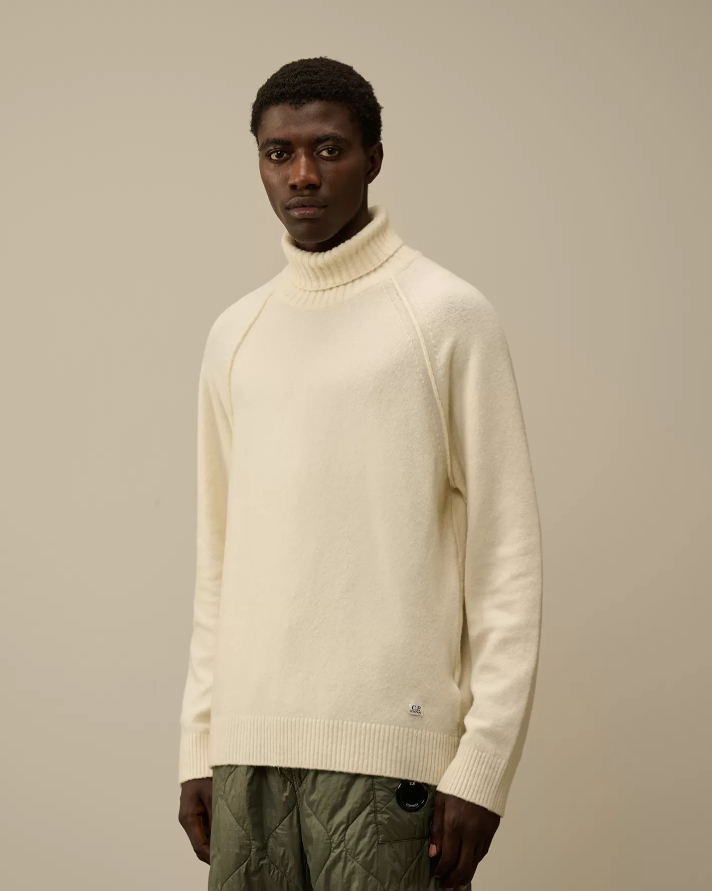 C.P. Company Jumpers^Alpaca Wool Turtleneck Knit Gauze White