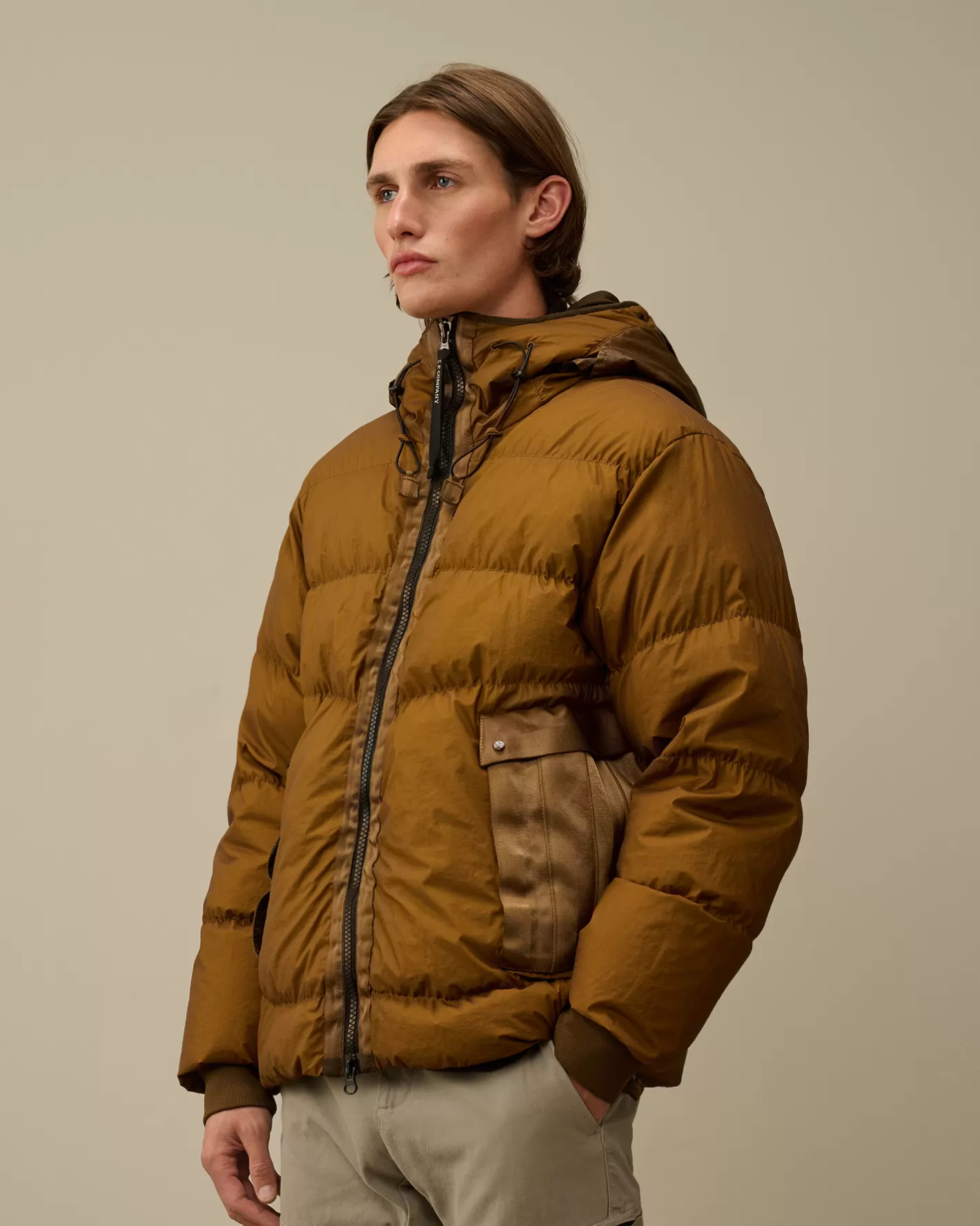 C.P. Company Jacket & Coats^Bi-TM Goggle Down Jacket Toffee – Beige