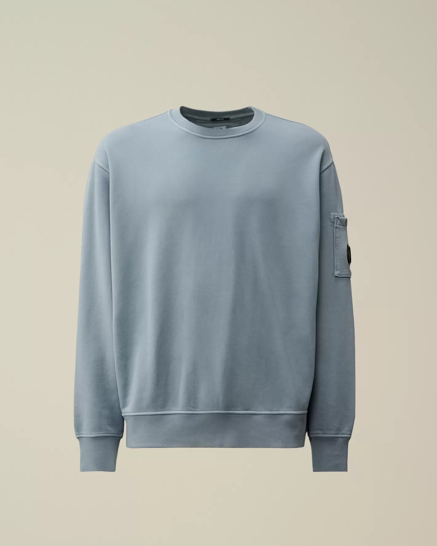 C.P. Company Sweatshirts^Brushed and Emerized Diagonal Fleece Lens Crew Neck Sweatshirt Flint Stone – Blue