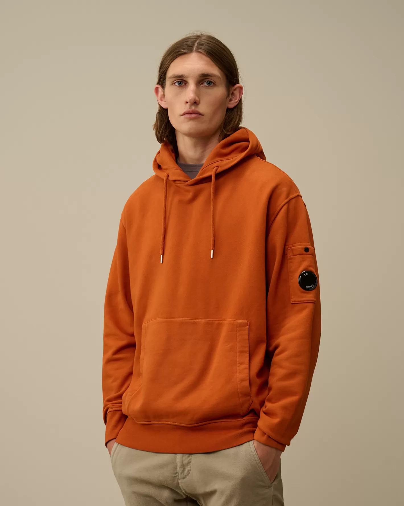 C.P. Company Sweatshirts^Brushed and Emerized Diagonal Fleece Lens Hooded Sweatshirt Bombay Brown