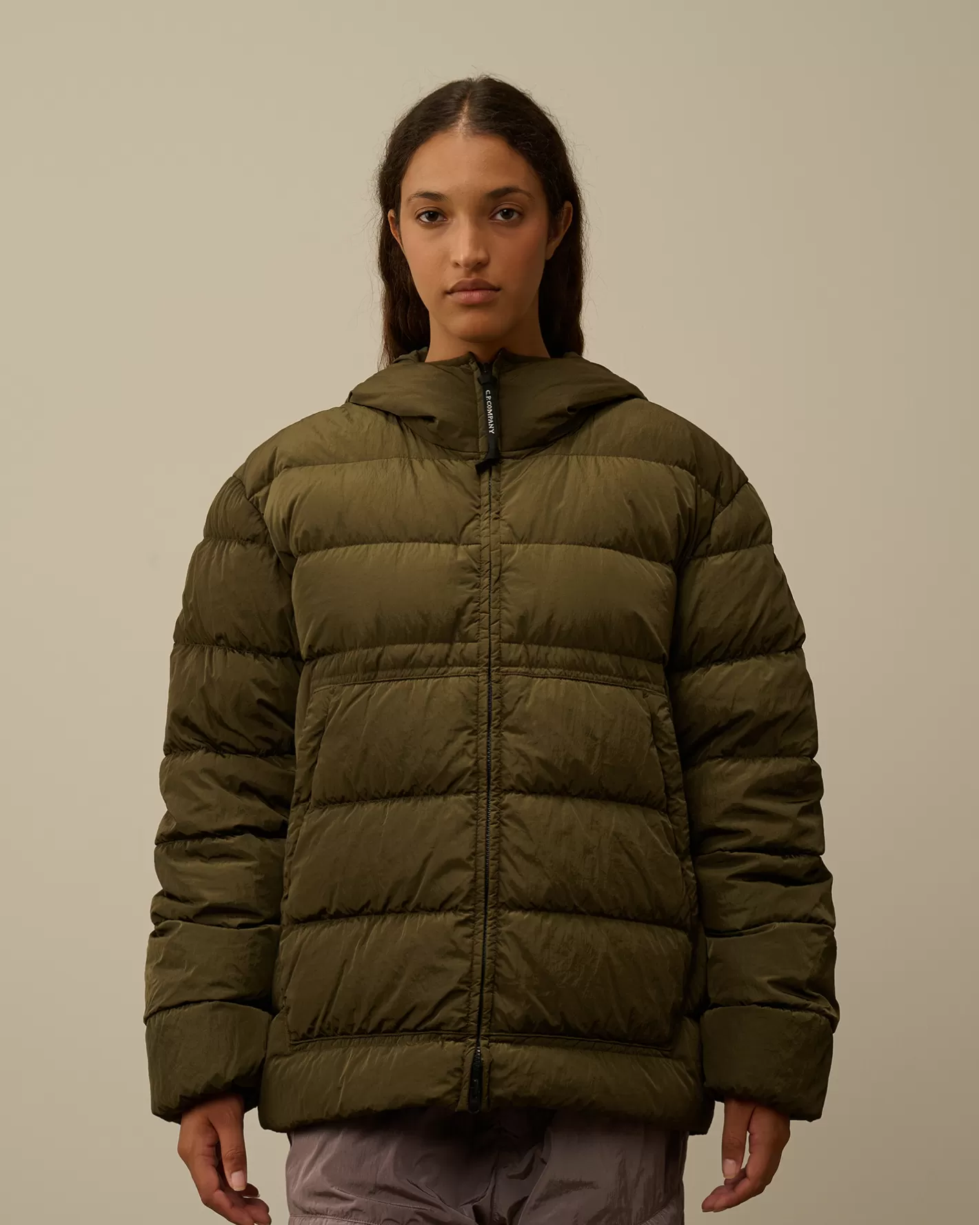 C.P. Company Jacket & Coats^Chrome-R Goggle Down Jacket Ivy Green