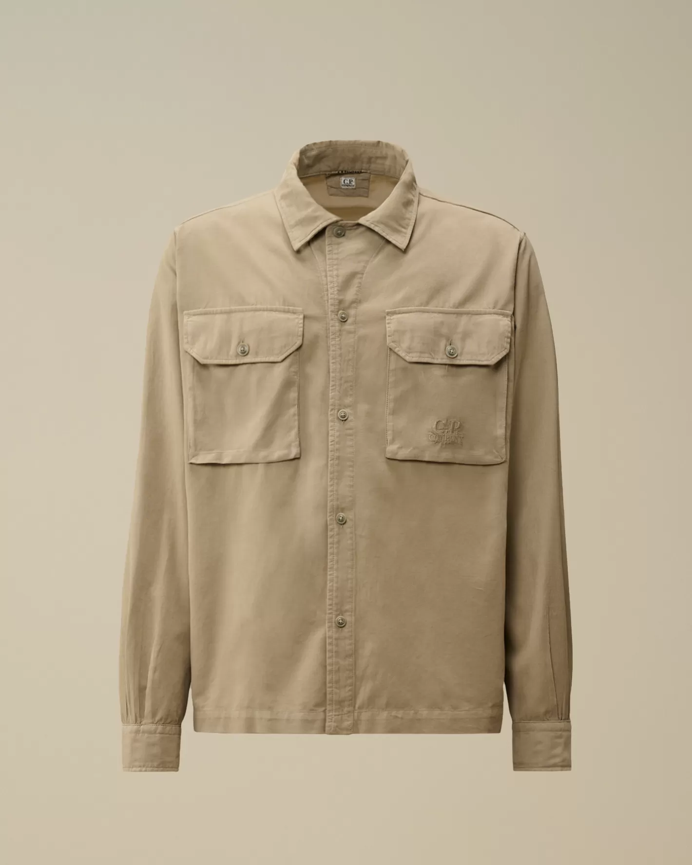 C.P. Company Overshirt^Corduroy Buttoned Overshirt Vintage Khaki – Beige