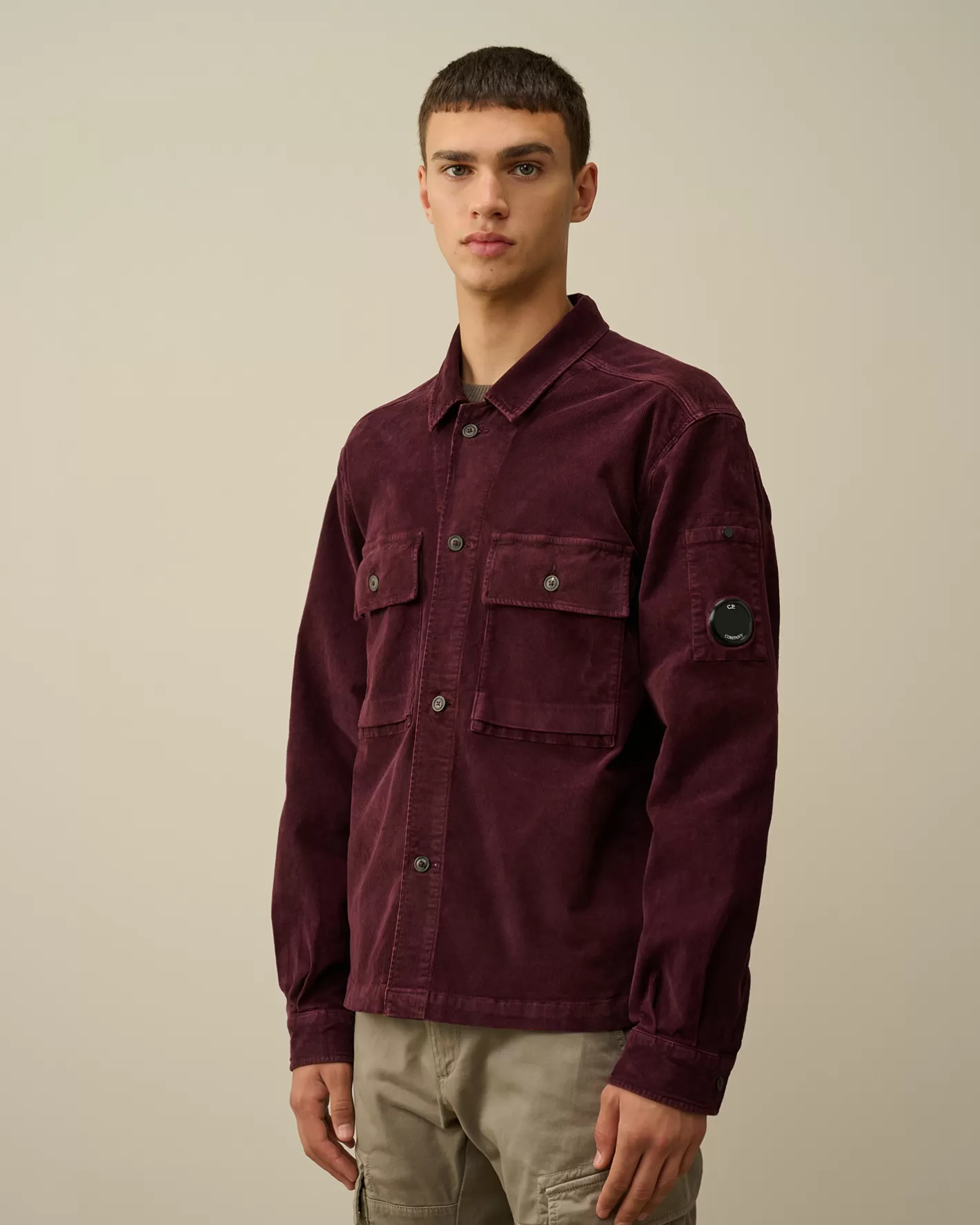 C.P. Company Overshirt^Corduroy Buttoned Utility Overshirt Potent Purple