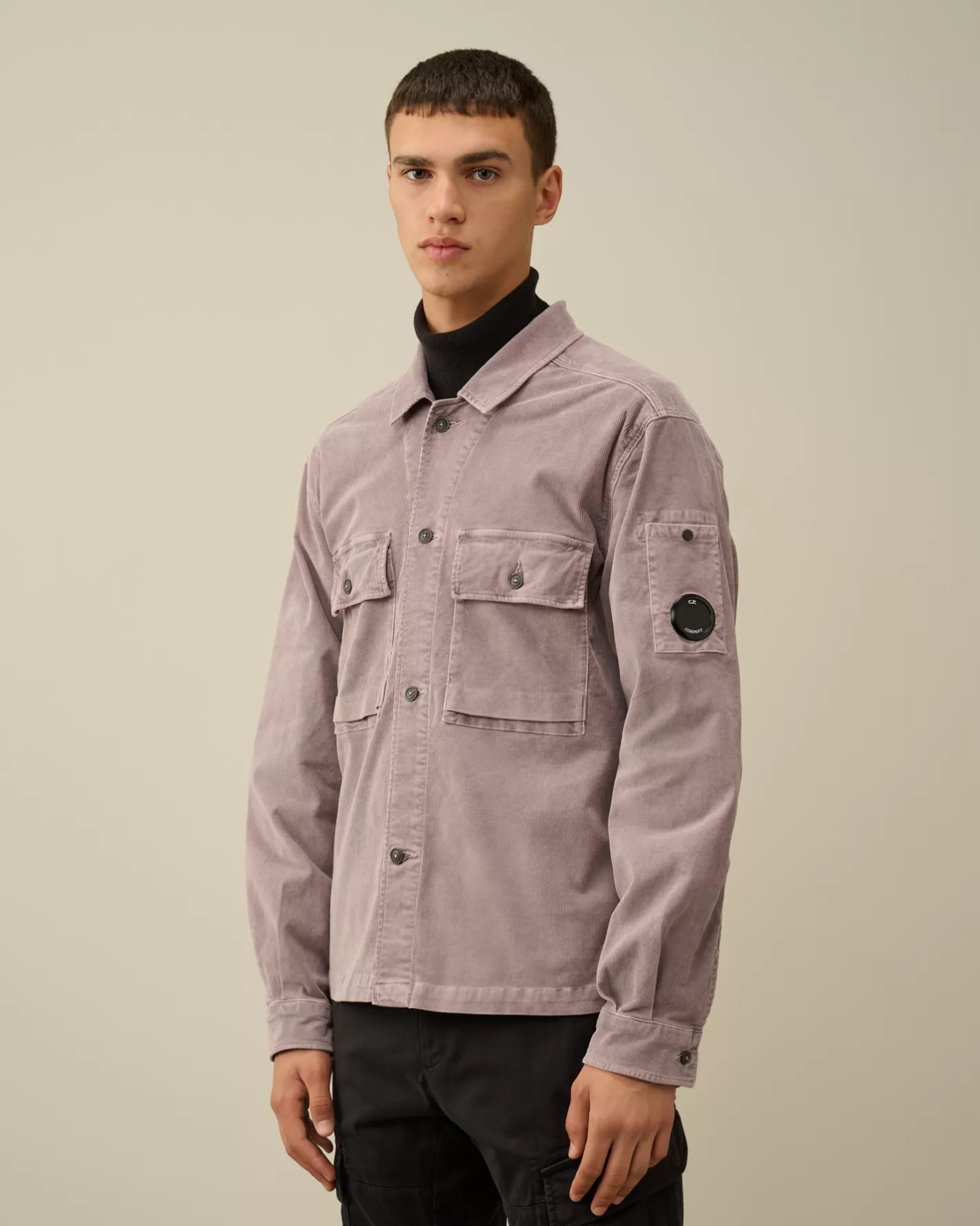 C.P. Company Overshirt^Corduroy Buttoned Utility Overshirt Purple Dove