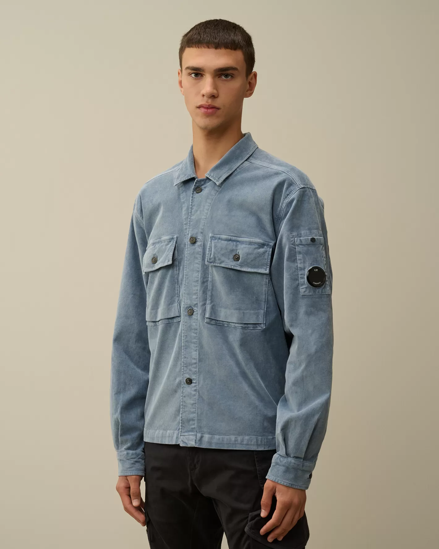 C.P. Company Overshirt^Corduroy Buttoned Utility Overshirt Flint Stone – Blue