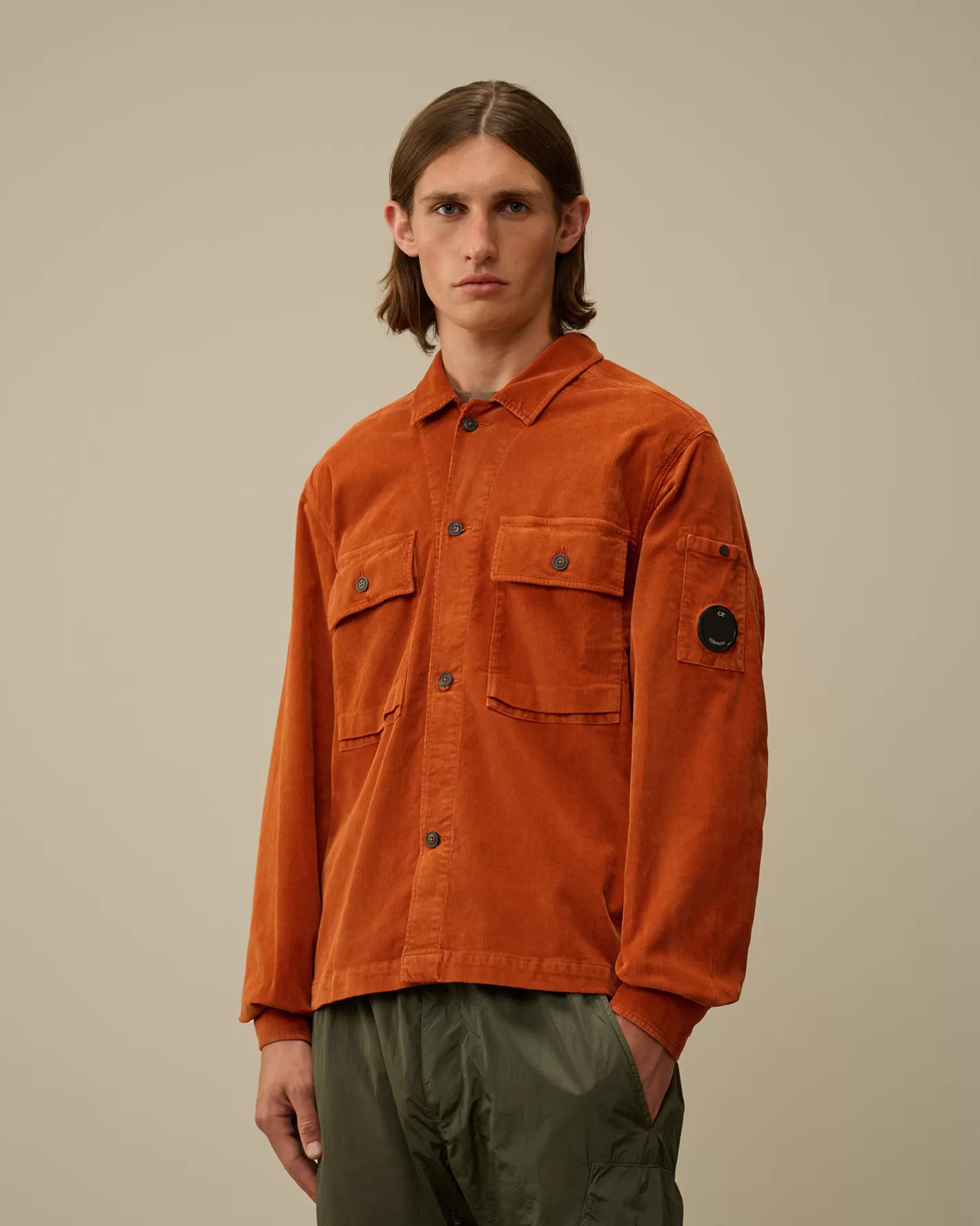 C.P. Company Overshirt^Corduroy Buttoned Utility Overshirt Bombay Brown