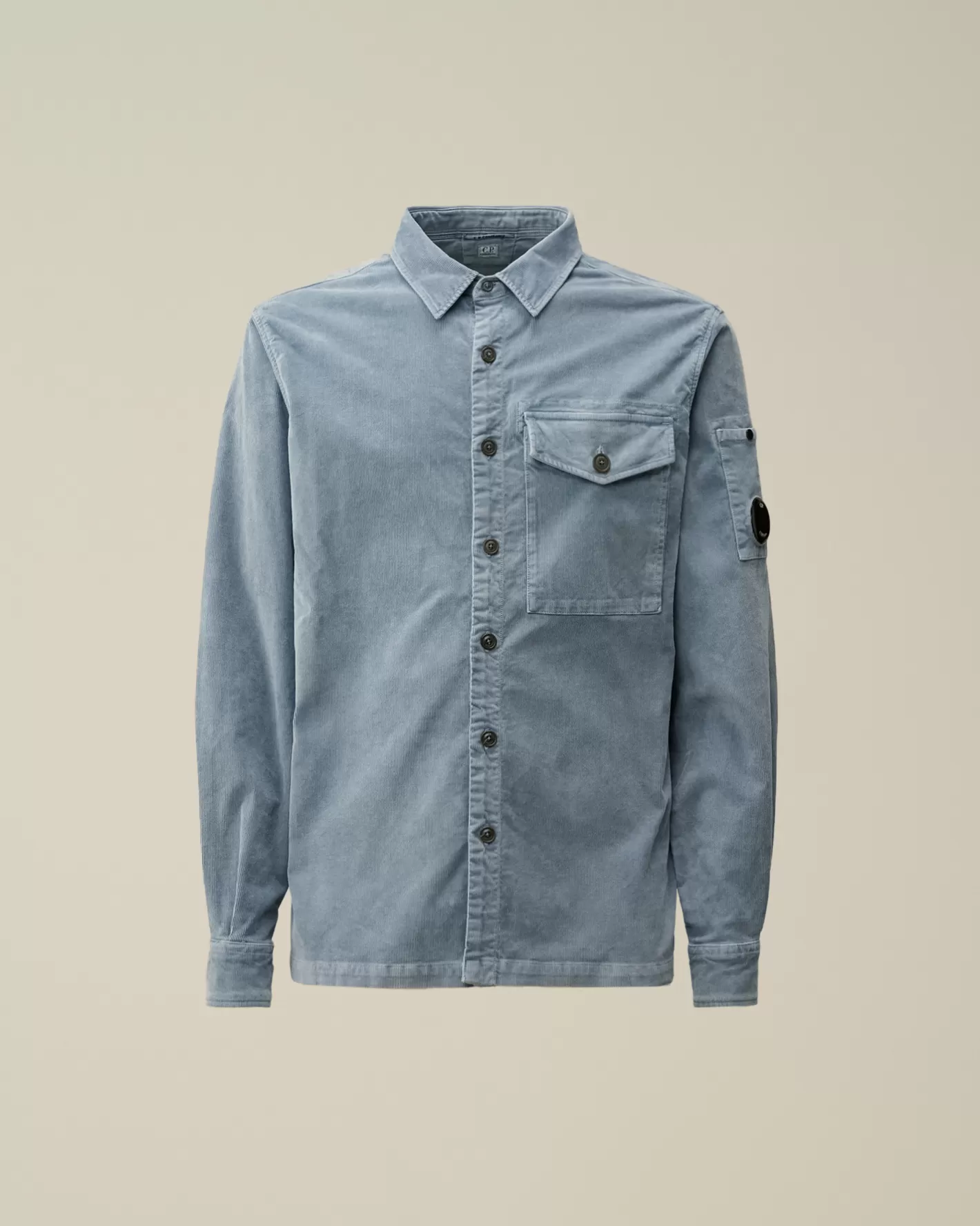 C.P. Company Shirt^Corduroy Lens Buttoned Shirt Flint Stone – Blue