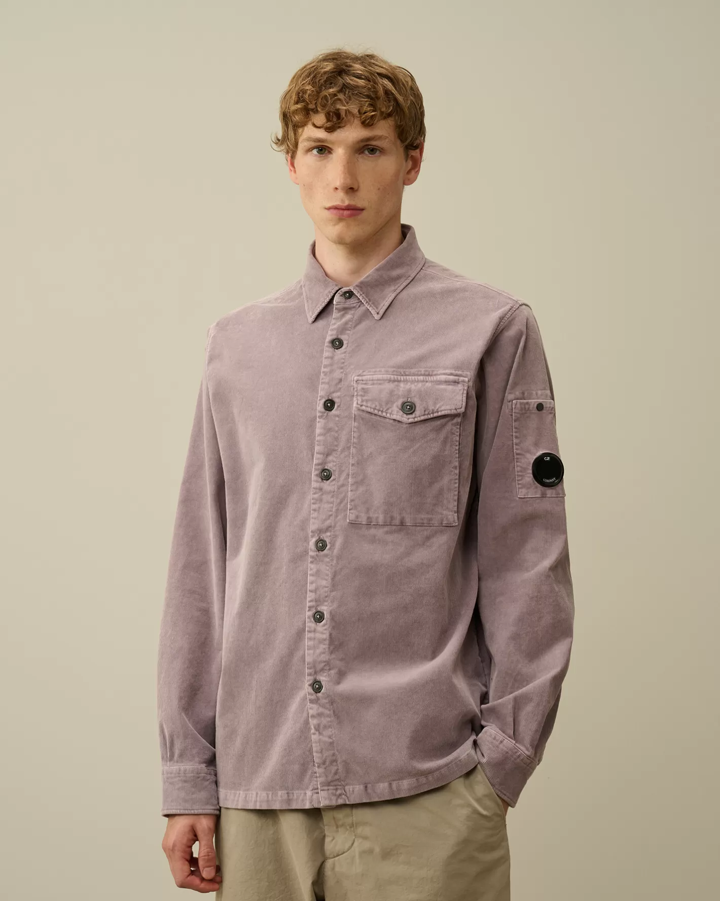 C.P. Company Shirt^Corduroy Lens Buttoned Shirt Purple Dove