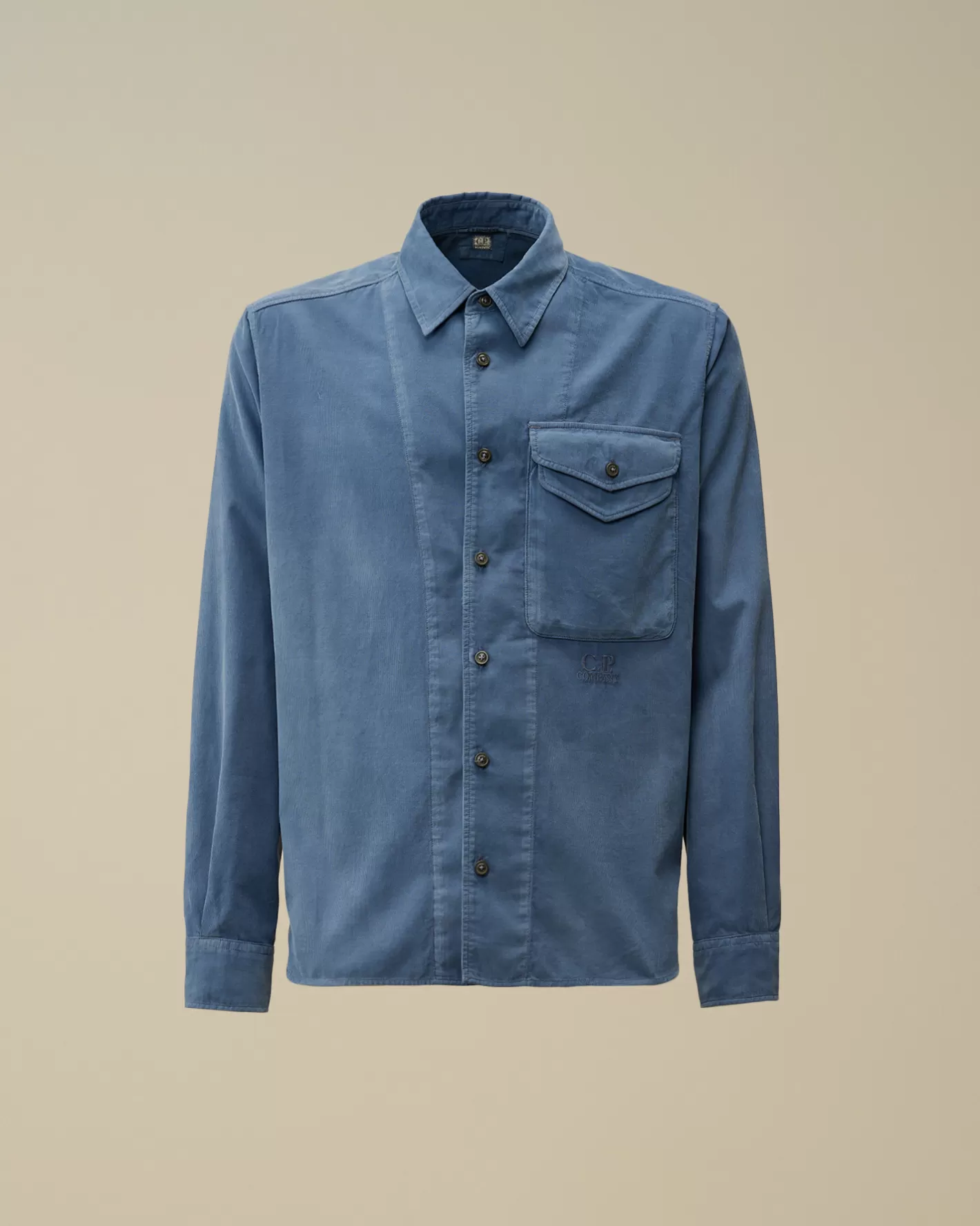 C.P. Company Shirt^Corduroy Single Pocket Shirt Flint Stone – Blue