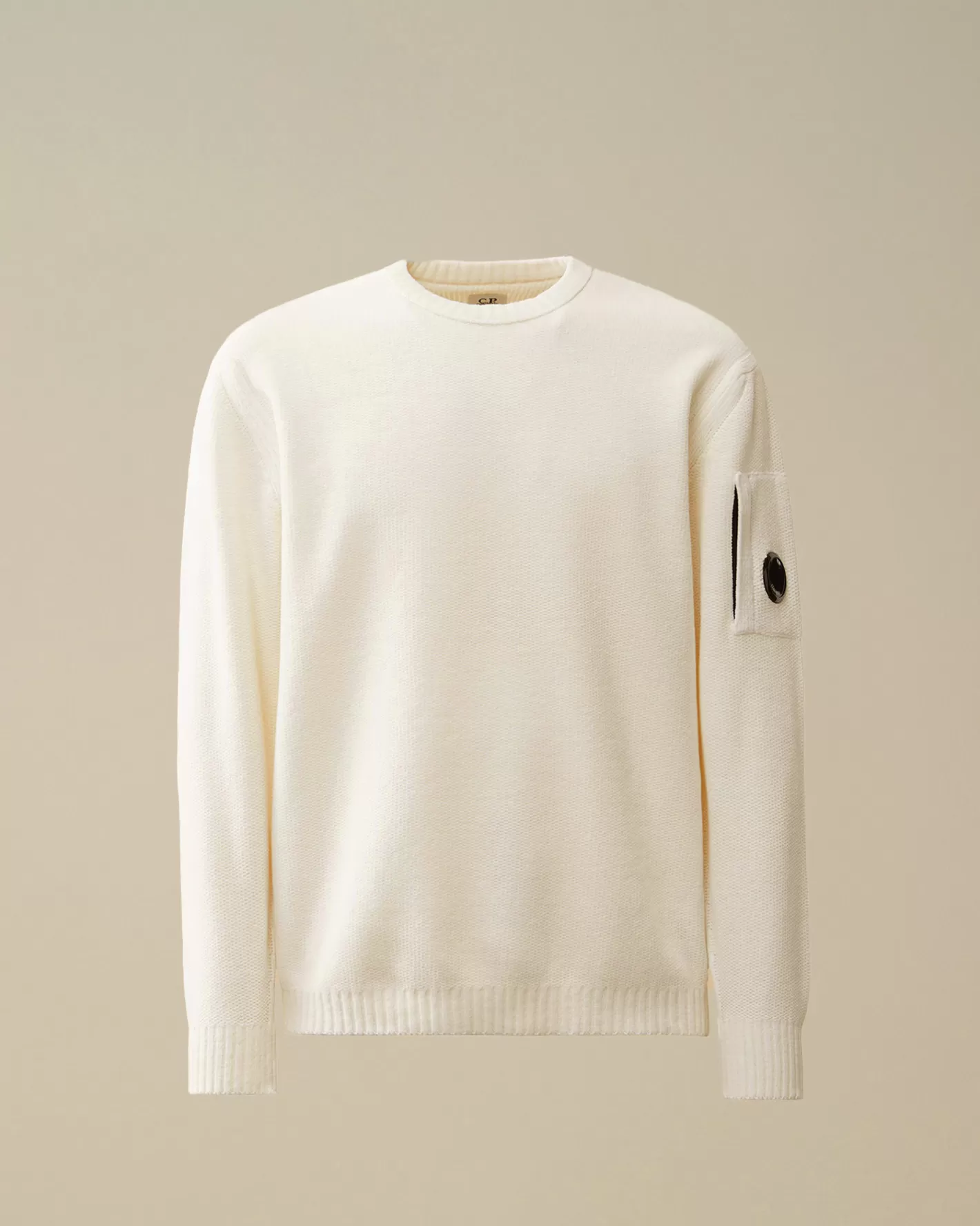 C.P. Company Jumpers^Cotton Chenille Crewneck Knit Gauze White