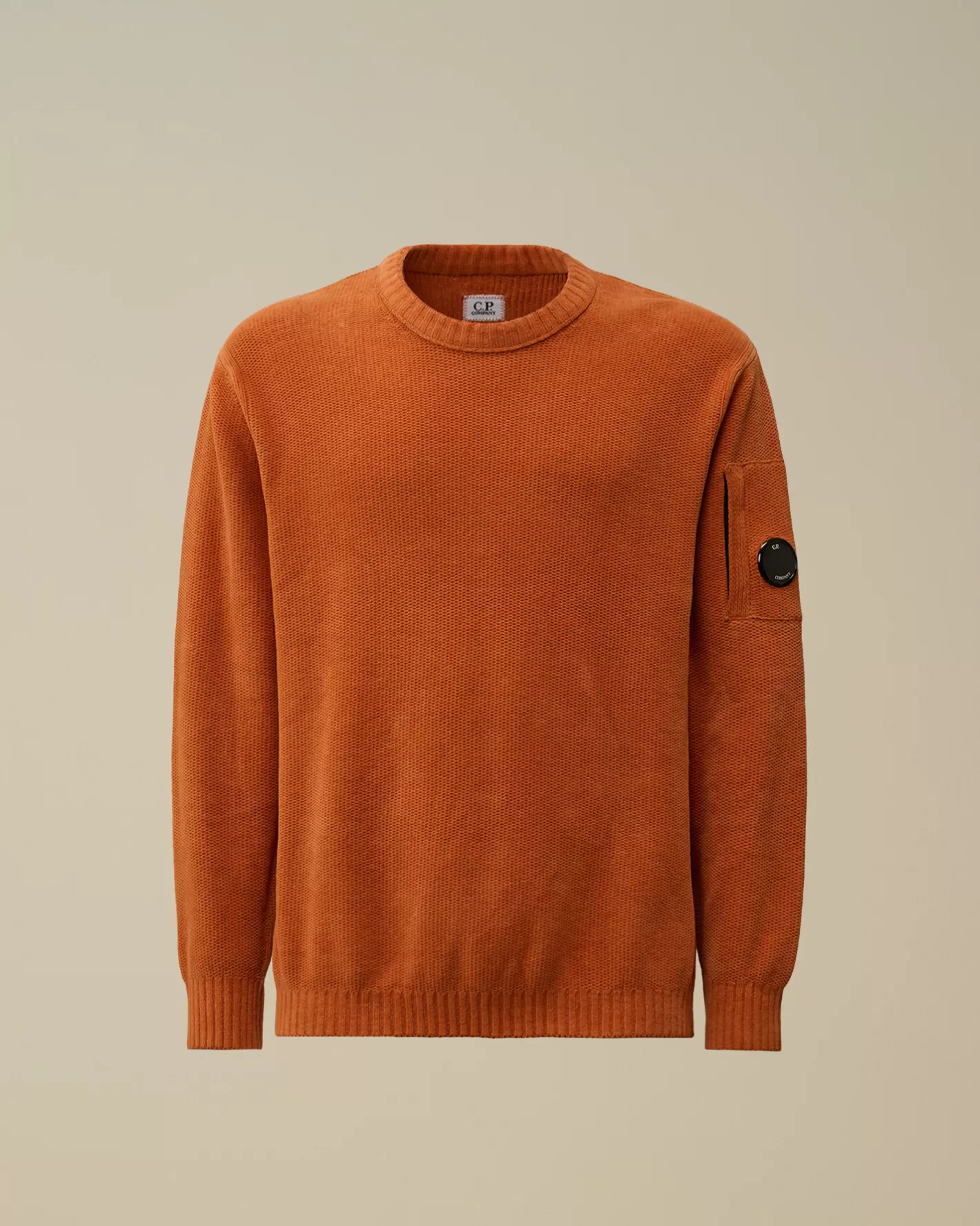 C.P. Company Jumpers^Cotton Chenille Crewneck Knit Bombay Brown