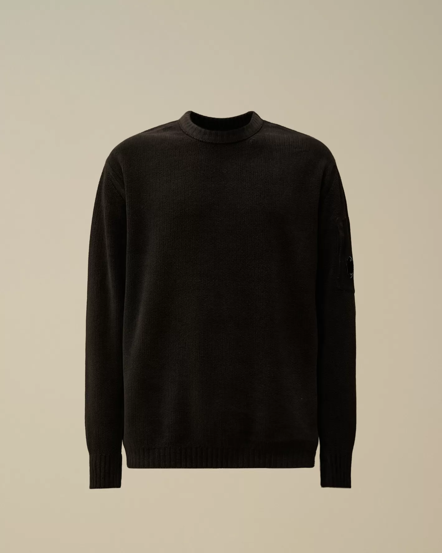 C.P. Company Jumpers^Cotton Chenille Crewneck Knit Black