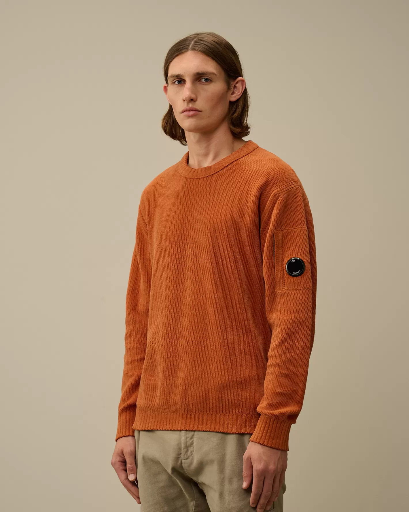 C.P. Company Jumpers^Cotton Chenille Crewneck Knit Bombay Brown