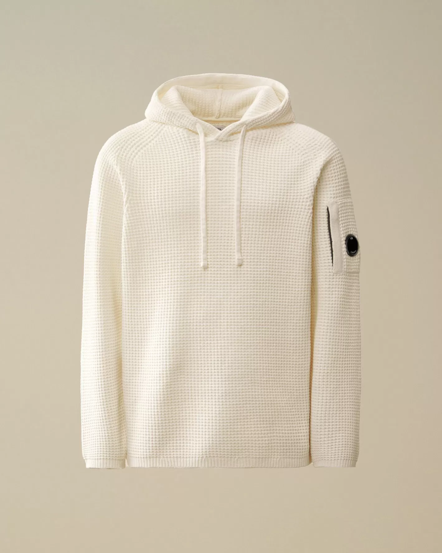 C.P. Company Jumpers^Cotton Chenille Hooded Waffle Knit Gauze White