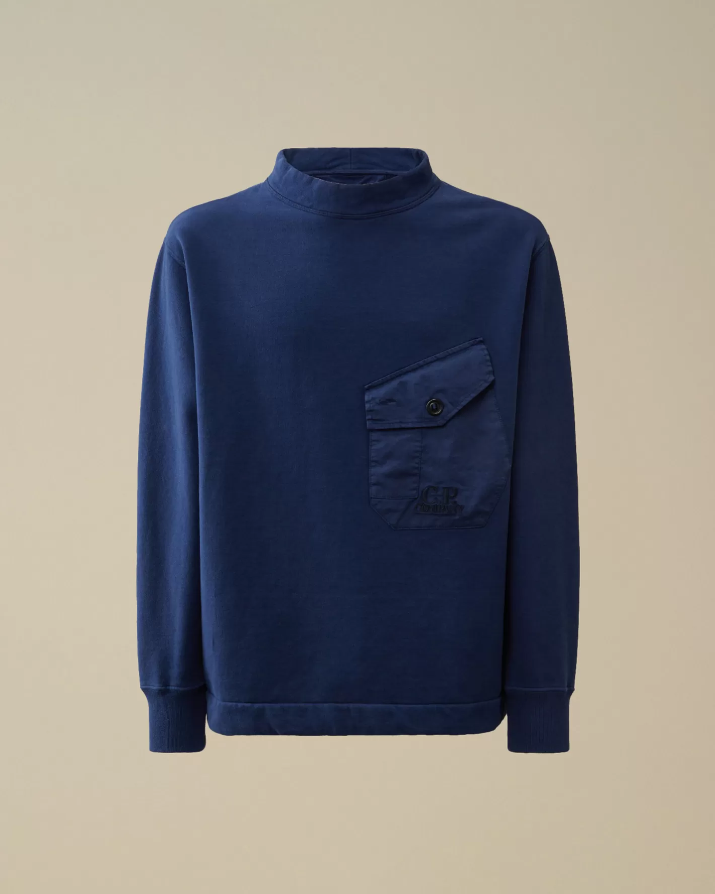 C.P. Company Sweatshirts^Diagonal Fleece Mixed Funnel Neck Sweatshirt Estate Blue