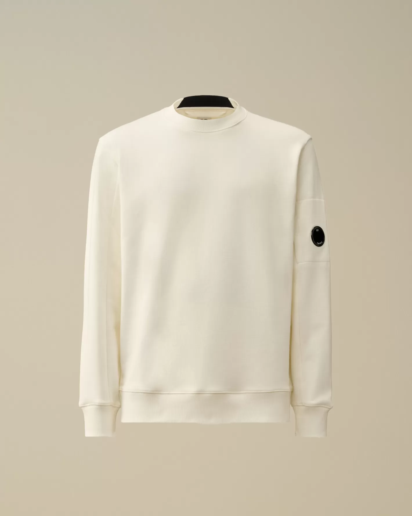 C.P. Company Sweatshirts^Diagonal Raised Fleece Crew Neck Lens Sweatshirt Gauze White