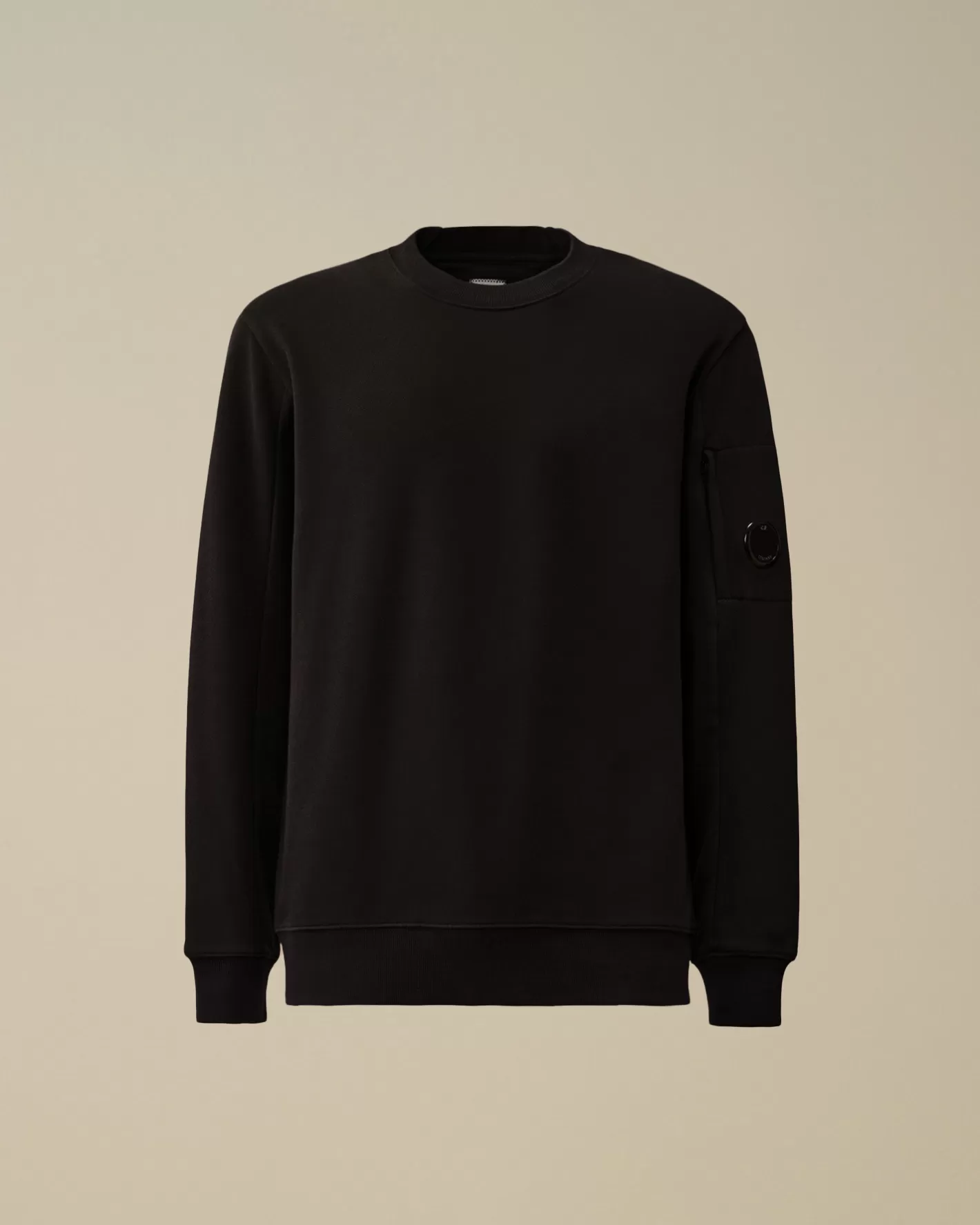 C.P. Company Sweatshirts^Diagonal Raised Fleece Crew Neck Lens Sweatshirt Black