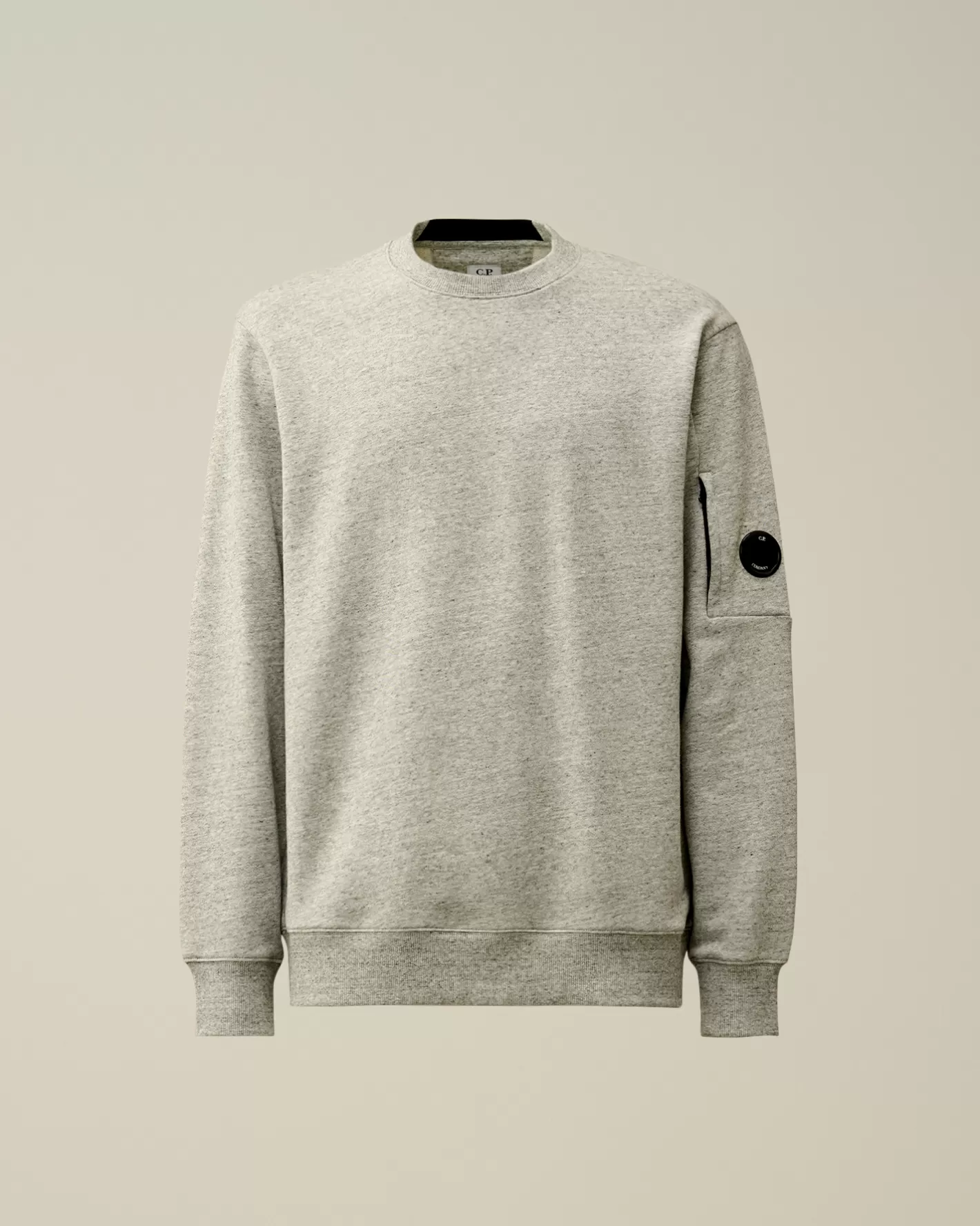 C.P. Company Sweatshirts^Diagonal Raised Fleece Crew Neck Lens Sweatshirt Greystone Melange