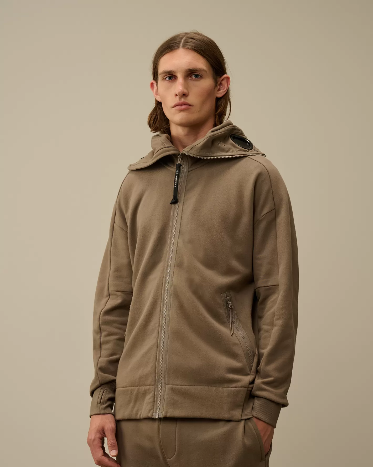 C.P. Company Sweatshirts^Diagonal Raised Fleece Explorer Zipped Hooded Sweatshirt Walnut – Beige