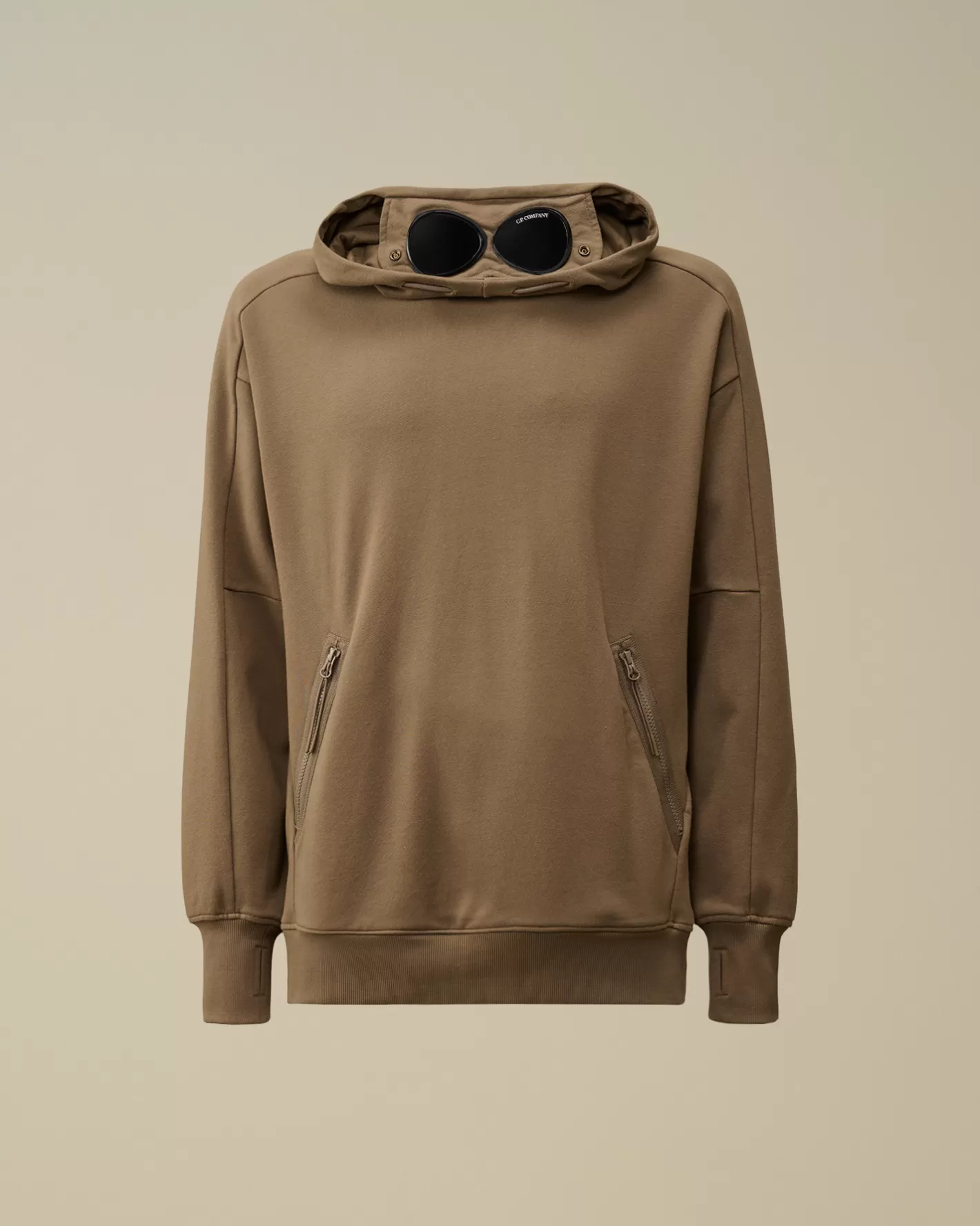 C.P. Company Sweatshirts^Diagonal Raised Fleece Goggle Hooded Sweatshirt Walnut – Beige