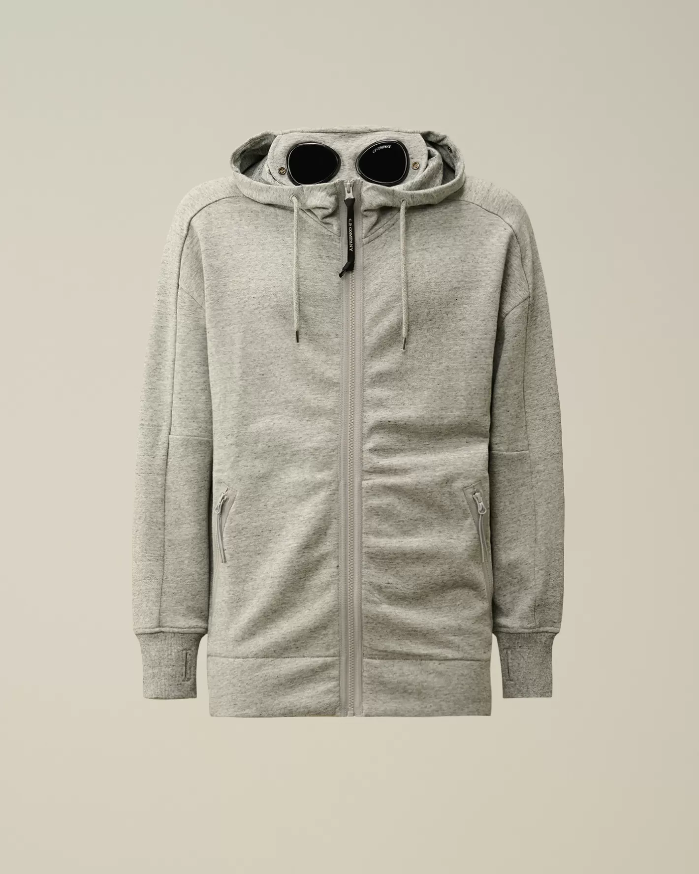 C.P. Company Sweatshirts^Diagonal Raised Fleece Goggle Zipped Hooded Sweatshirt Greystone Melange