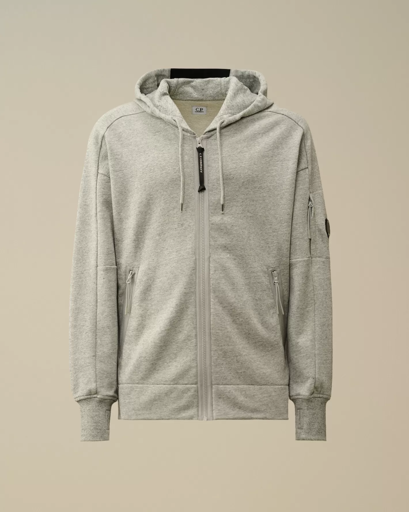 C.P. Company Sweatshirts^Diagonal Raised Fleece Zipped Hooded Sweatshirt Greystone Melange