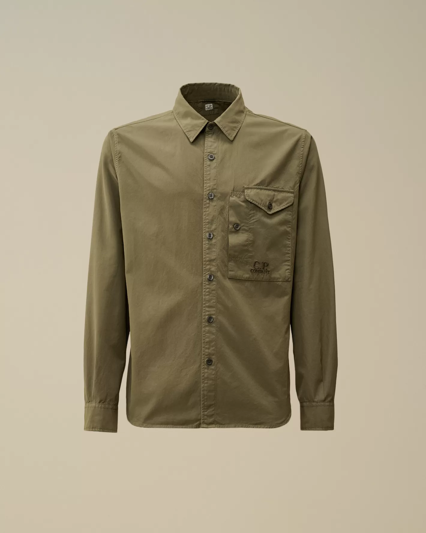 C.P. Company Shirt^Emerized Popeline Buttoned Shirt Grape Leaf – Green