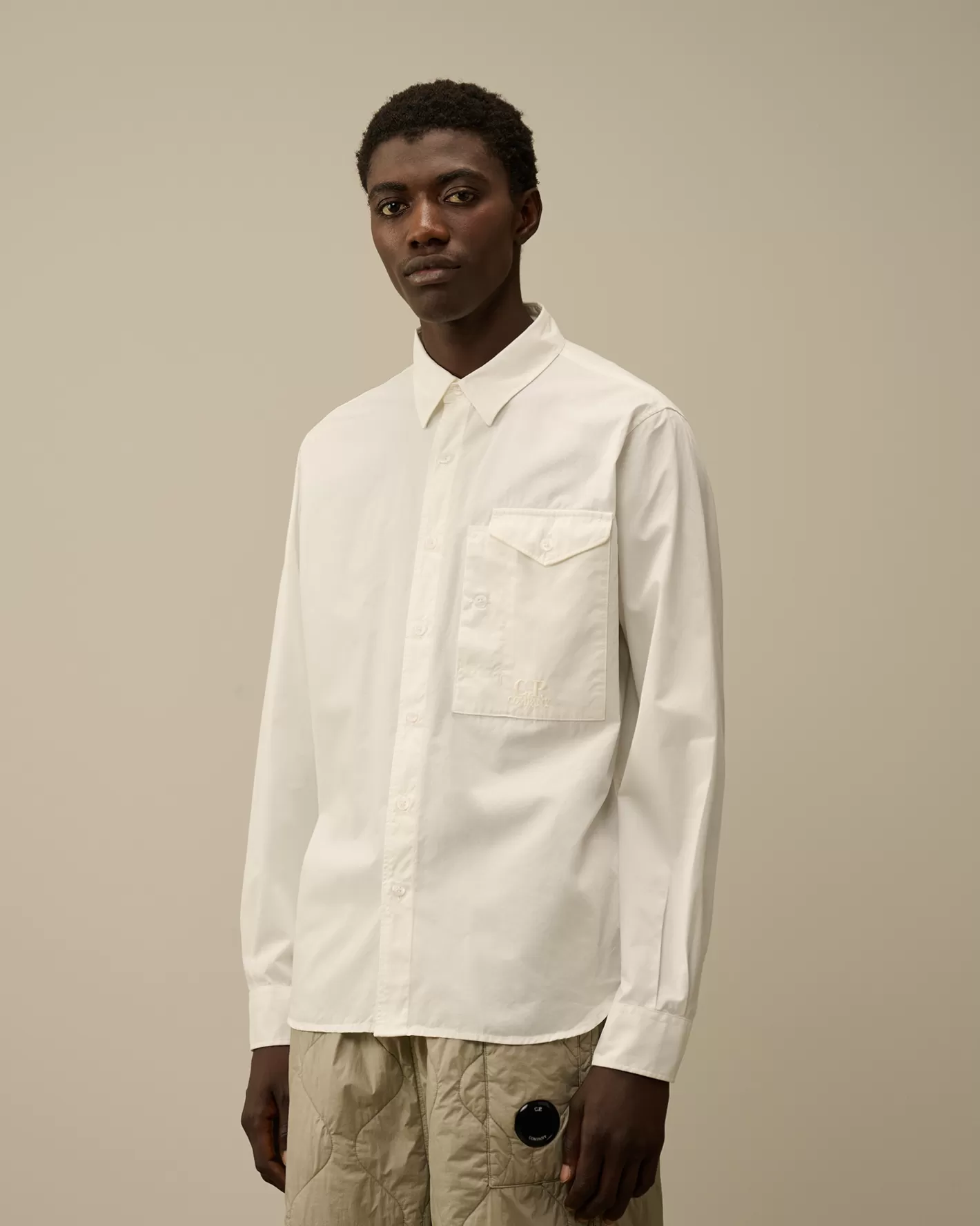 C.P. Company Shirt^Emerized Popeline Buttoned Shirt Gauze White