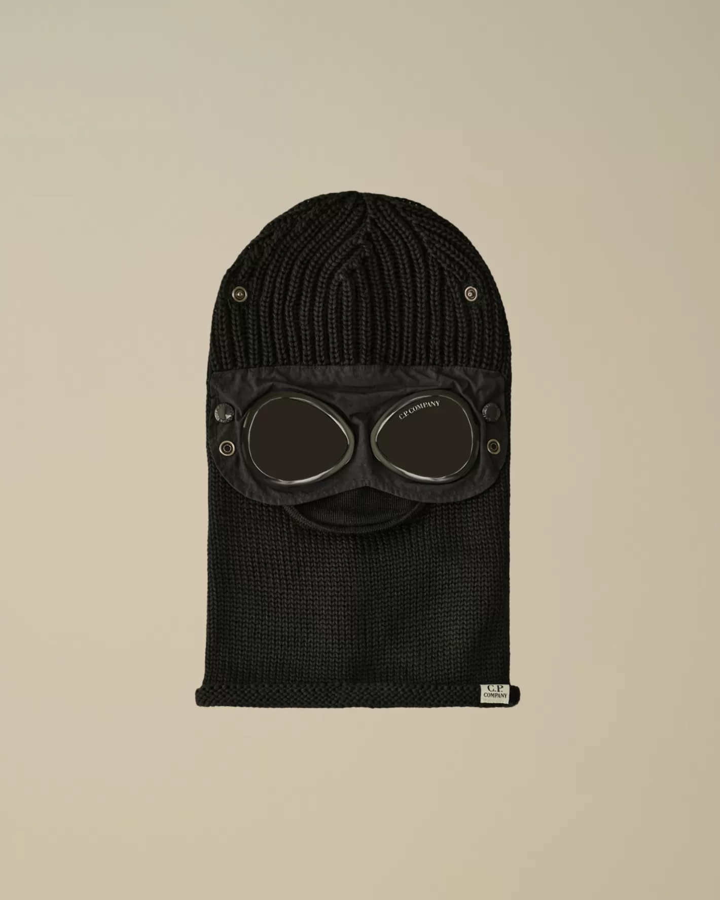 C.P. Company Hats^Extra Fine Merino Wool Goggle Balaclava Black