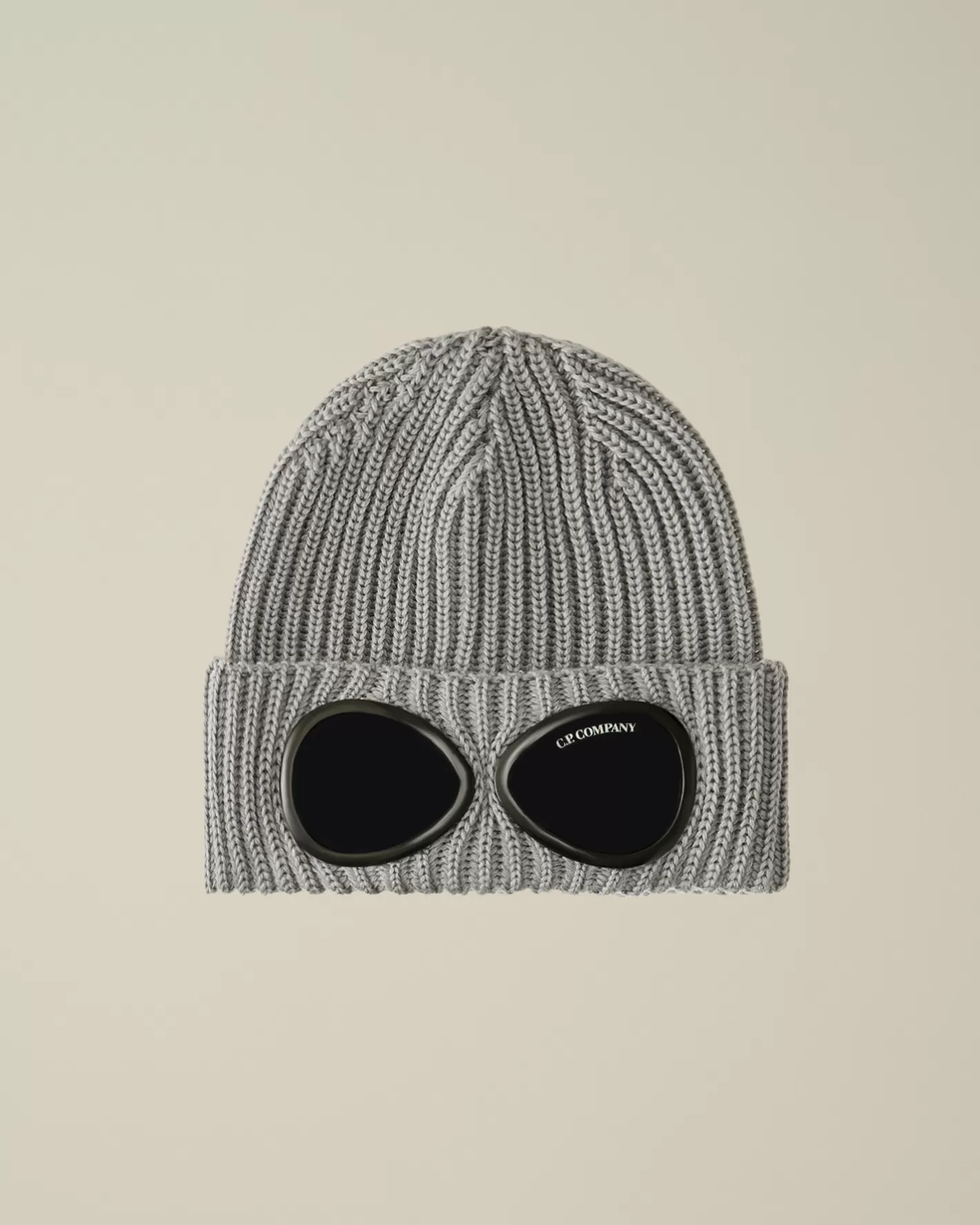 C.P. Company Hats^Extra Fine Merino Wool Goggle Beanie Griffin Grey