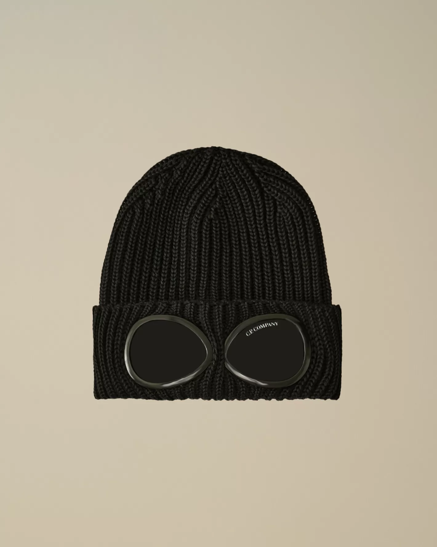 C.P. Company Hats^Extra Fine Merino Wool Goggle Beanie Black