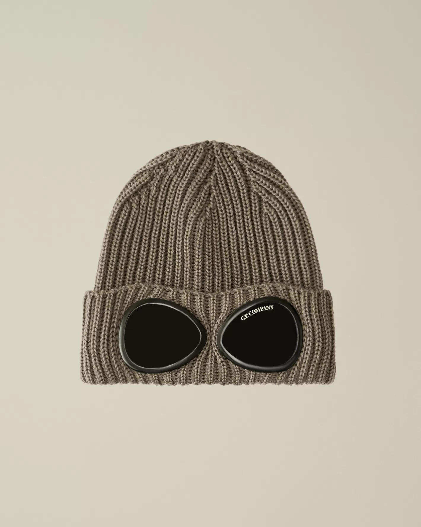 C.P. Company Hats^Extra Fine Merino Wool Goggle Beanie Walnut – Beige