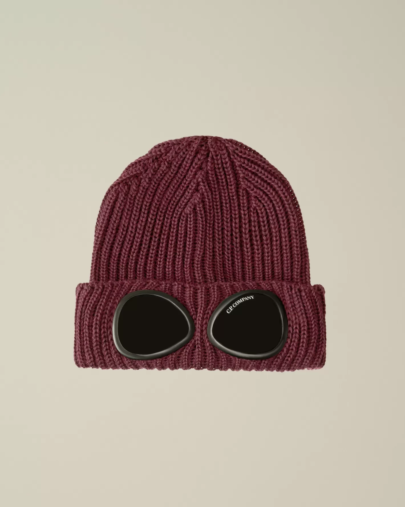 C.P. Company Hats^Extra Fine Merino Wool Goggle Beanie Potent Purple