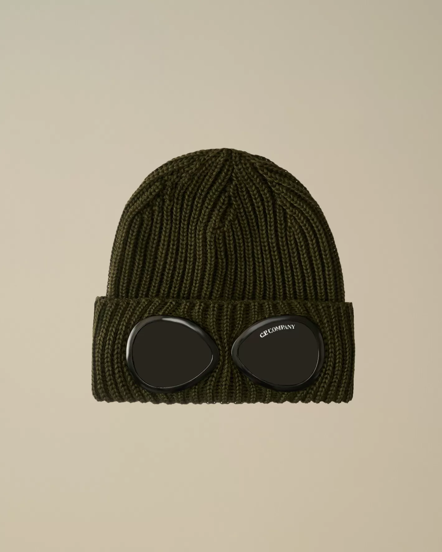 C.P. Company Hats^Extra Fine Merino Wool Goggle Beanie Ivy Green