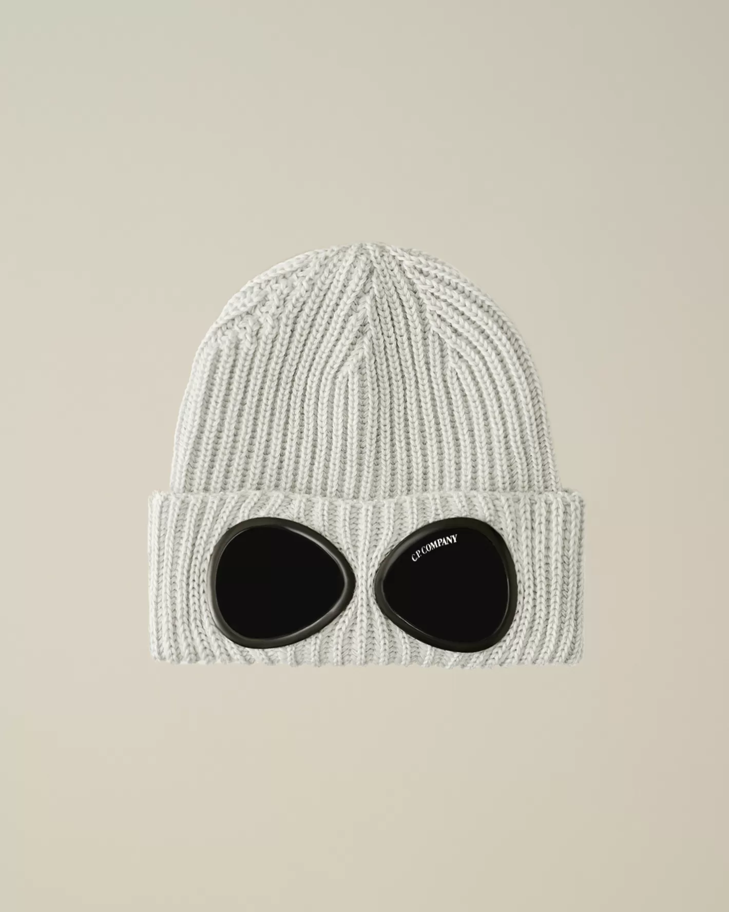 C.P. Company Hats^Extra Fine Merino Wool Goggle Beanie Moon Melange – Grey