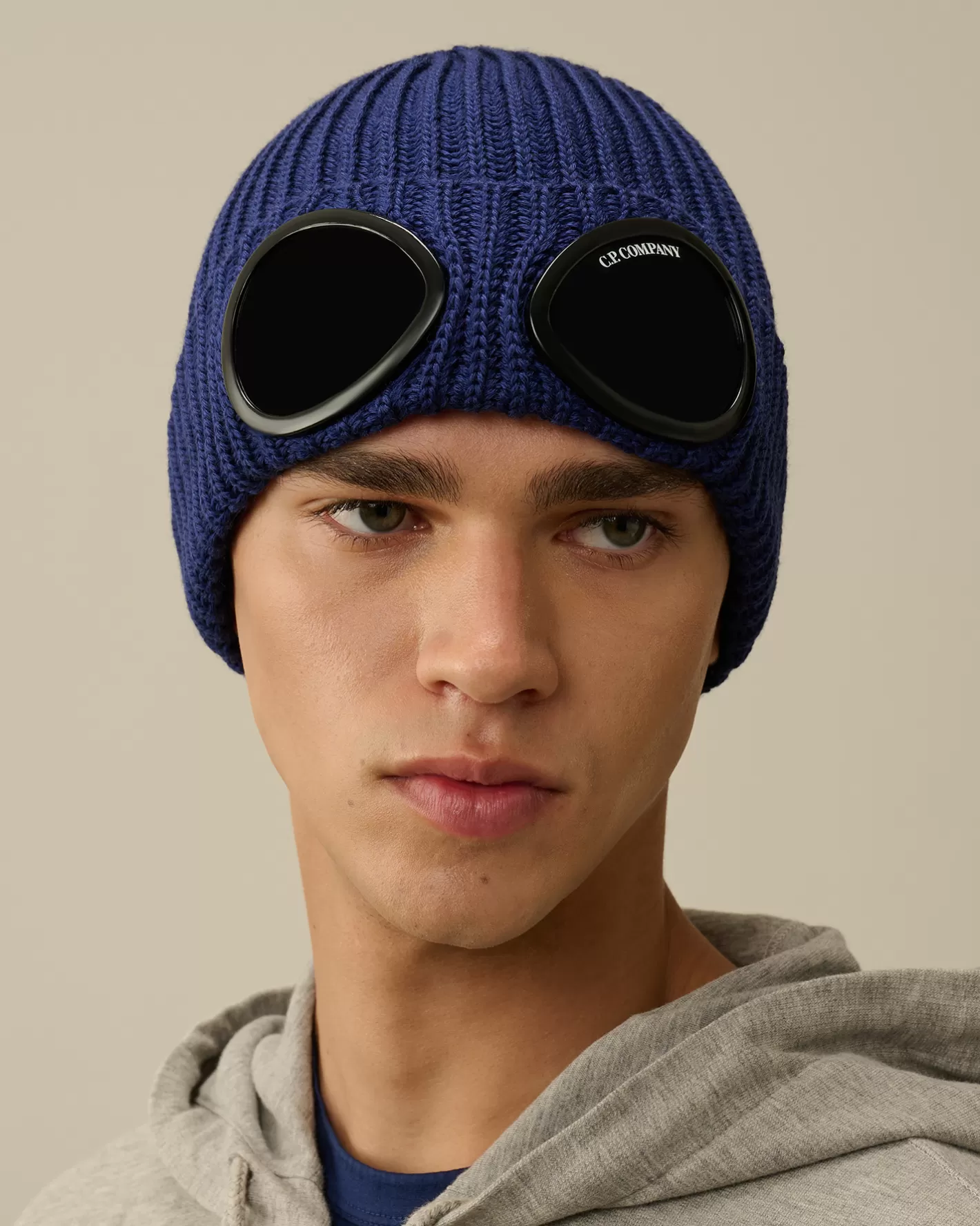 C.P. Company Hats^Extra Fine Merino Wool Goggle Beanie Estate Blue