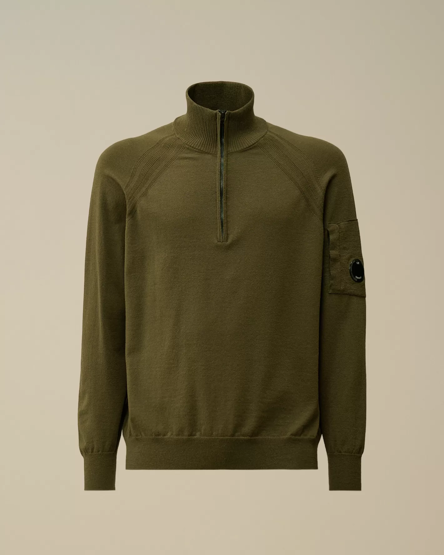 C.P. Company Jumpers^Extra Fine Merino Wool Half Zipped Knit Ivy Green