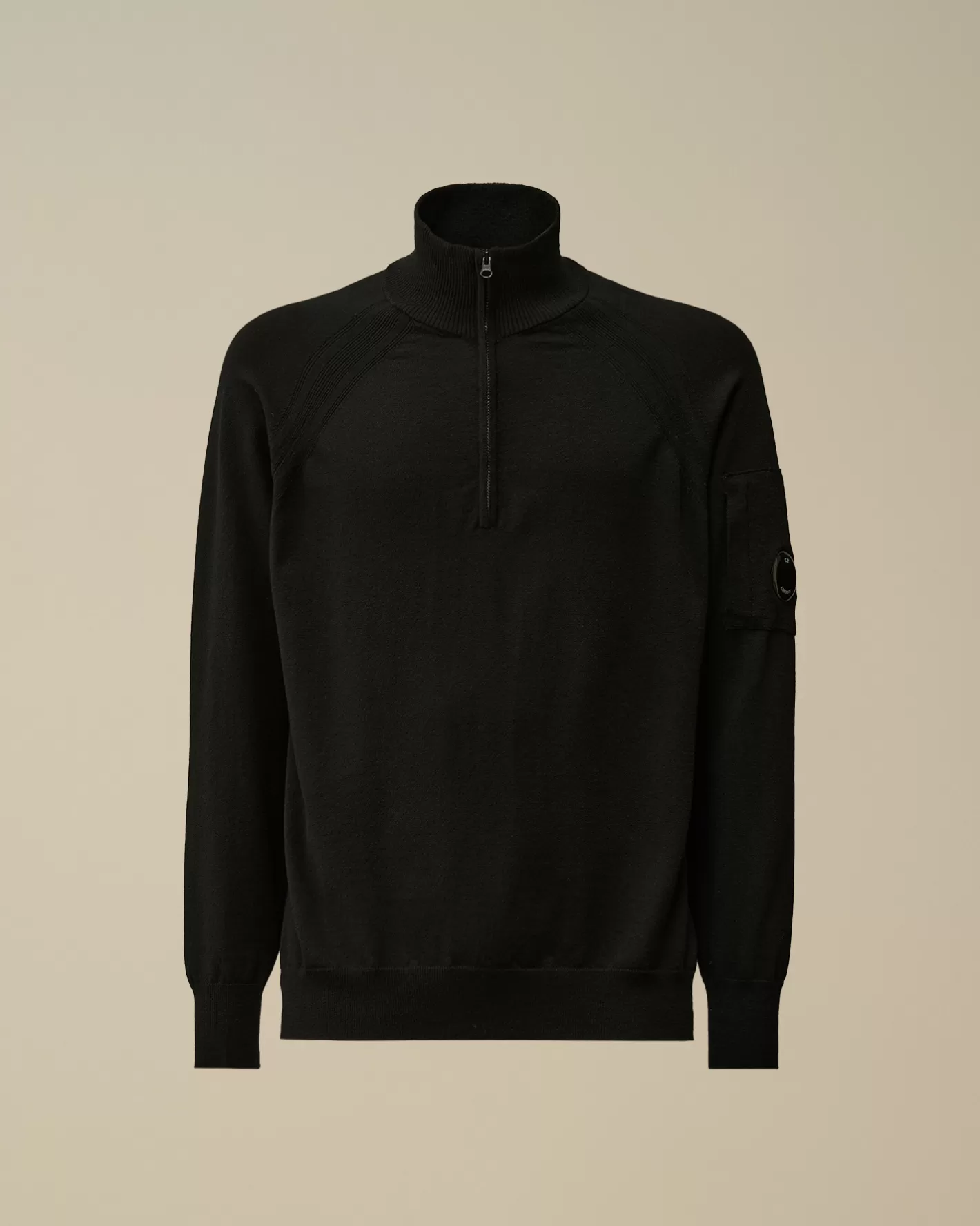 C.P. Company Jumpers^Extra Fine Merino Wool Half Zipped Knit Black