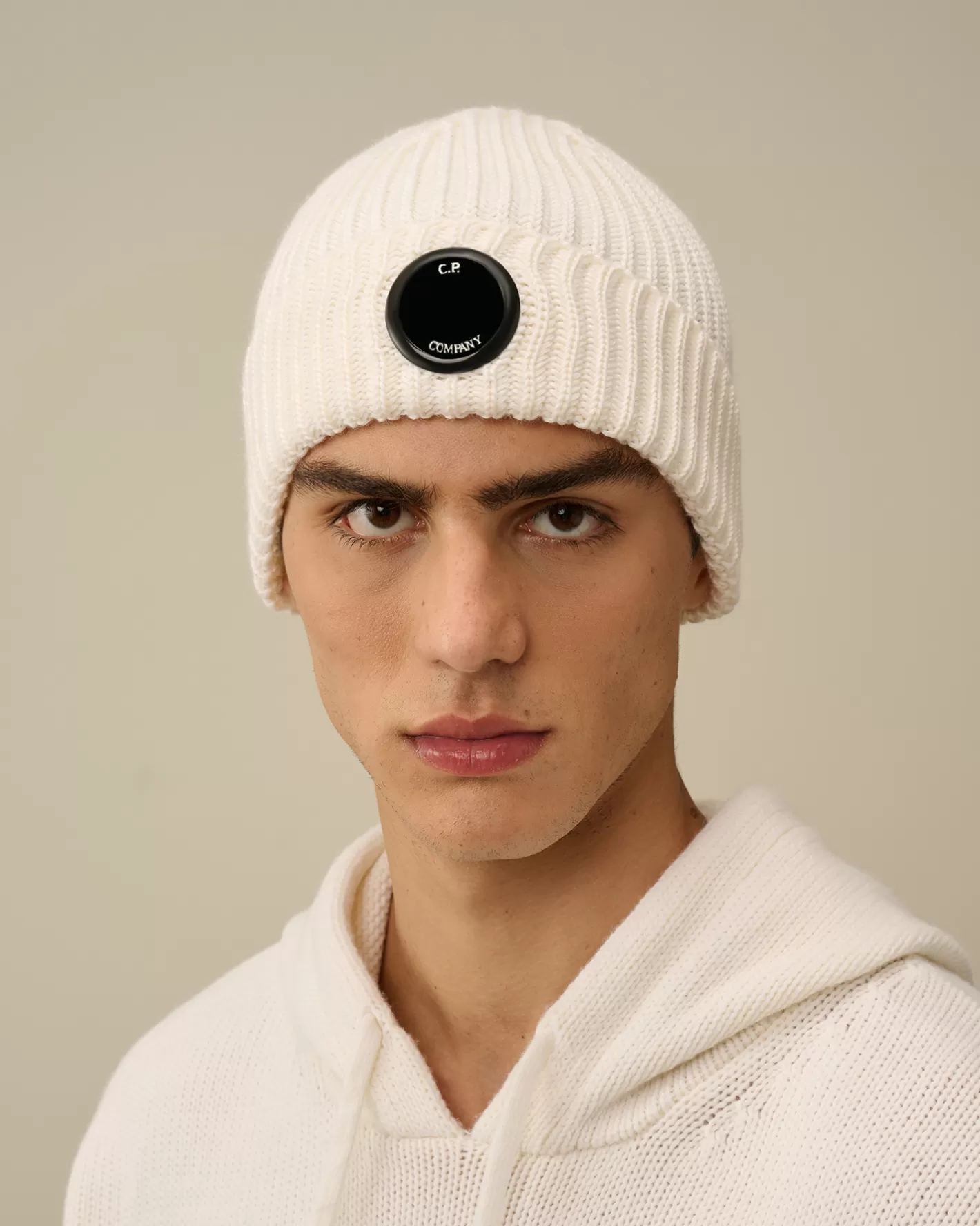 C.P. Company Hats^Extra Fine Merino Wool Lens Beanie Gauze White