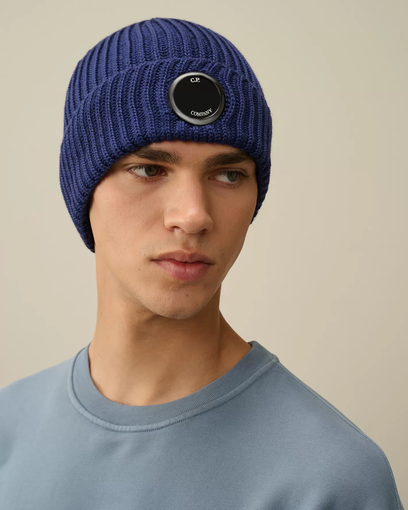 C.P. Company Hats^Extra Fine Merino Wool Lens Beanie Estate Blue