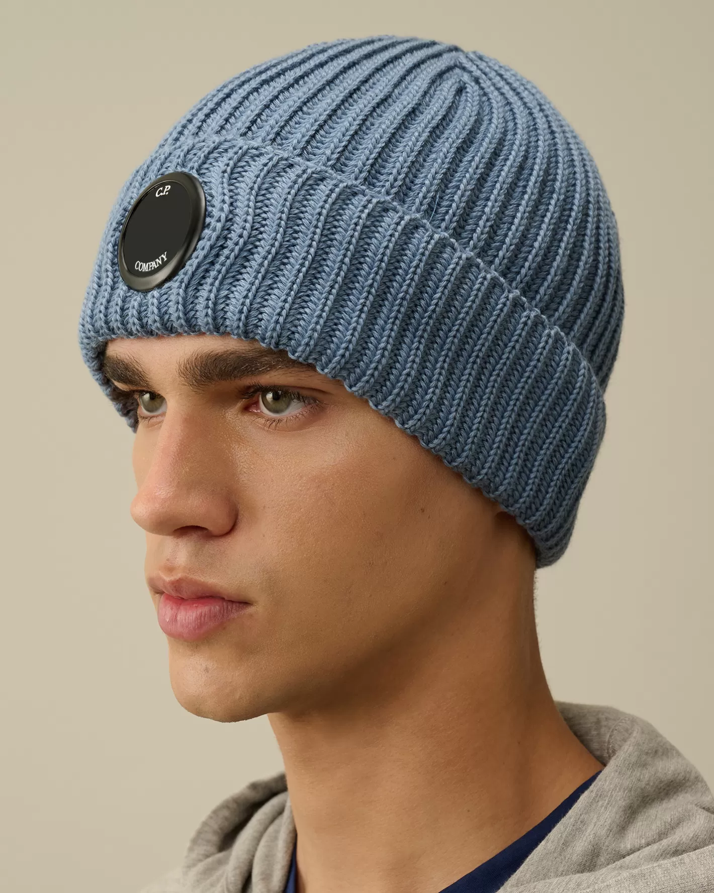 C.P. Company Hats^Extra Fine Merino Wool Lens Beanie Flint Stone – Blue