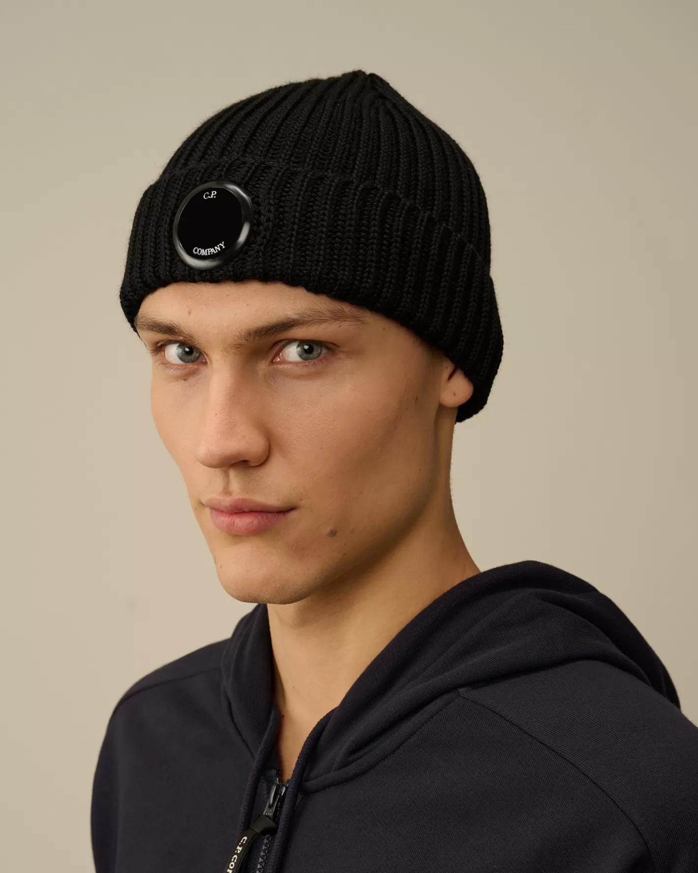 C.P. Company Hats^Extra Fine Merino Wool Lens Beanie Black