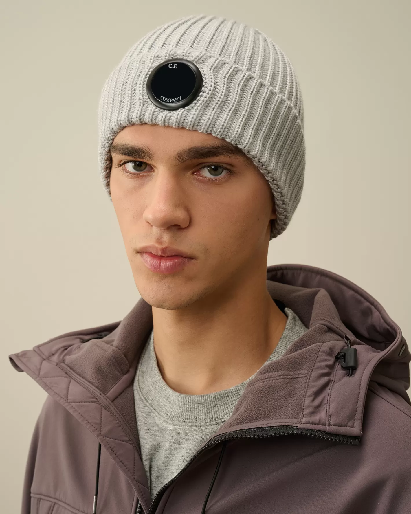 C.P. Company Hats^Extra Fine Merino Wool Lens Beanie Moon Melange – Grey