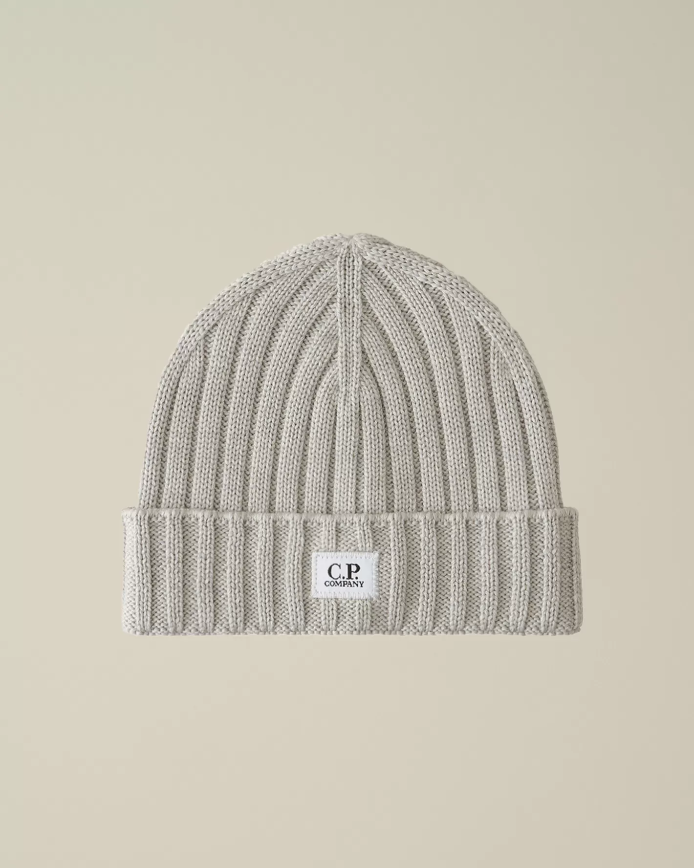 C.P. Company Hats^Extra Fine Merino Wool Logo Beanie Moon Melange – Grey