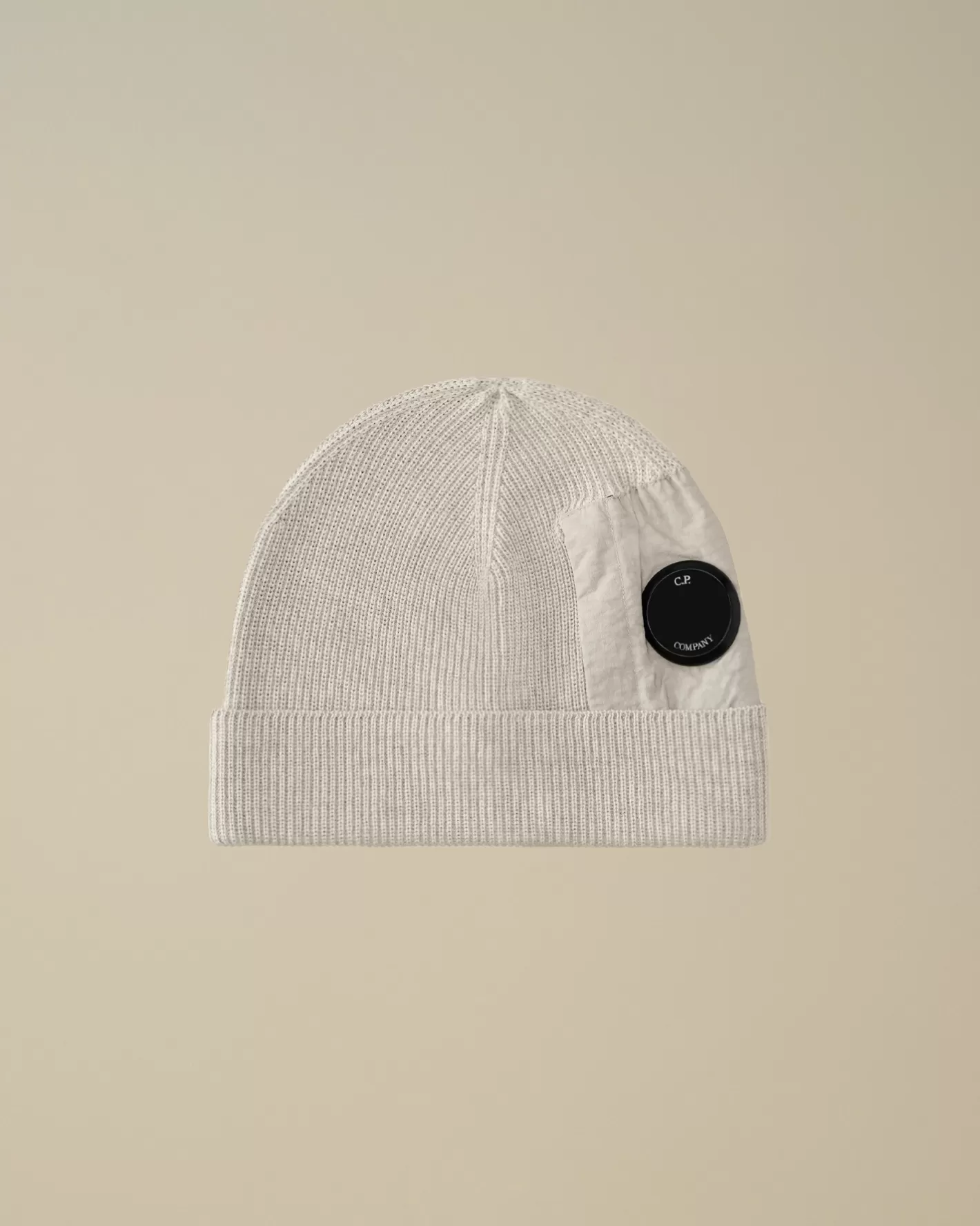 C.P. Company Hats^Extrafine Merino Wool Lens Beanie Moon Melange – Grey